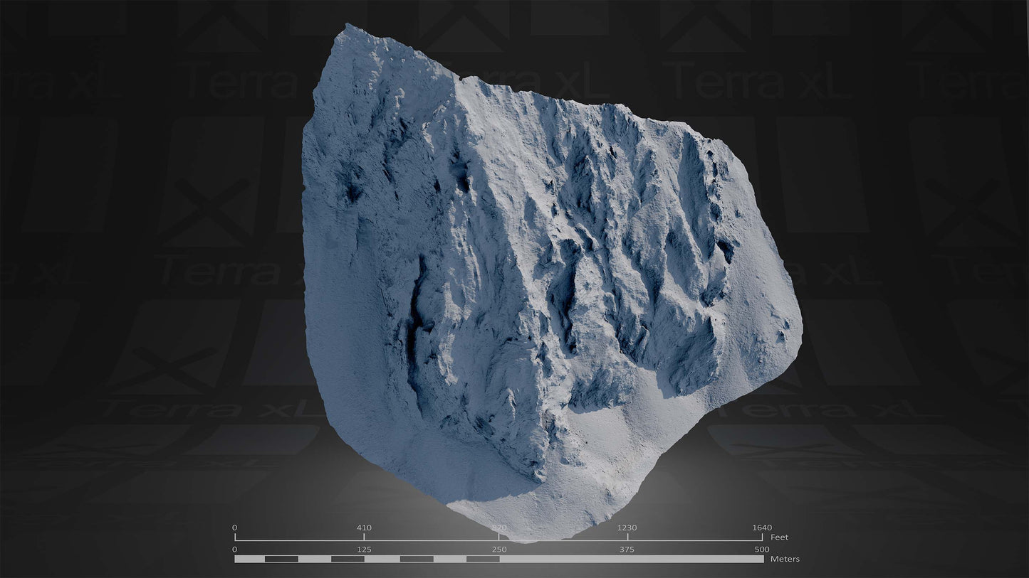 Half Mountain 1 L 3D render of photogrammetry scan mountain terrain model