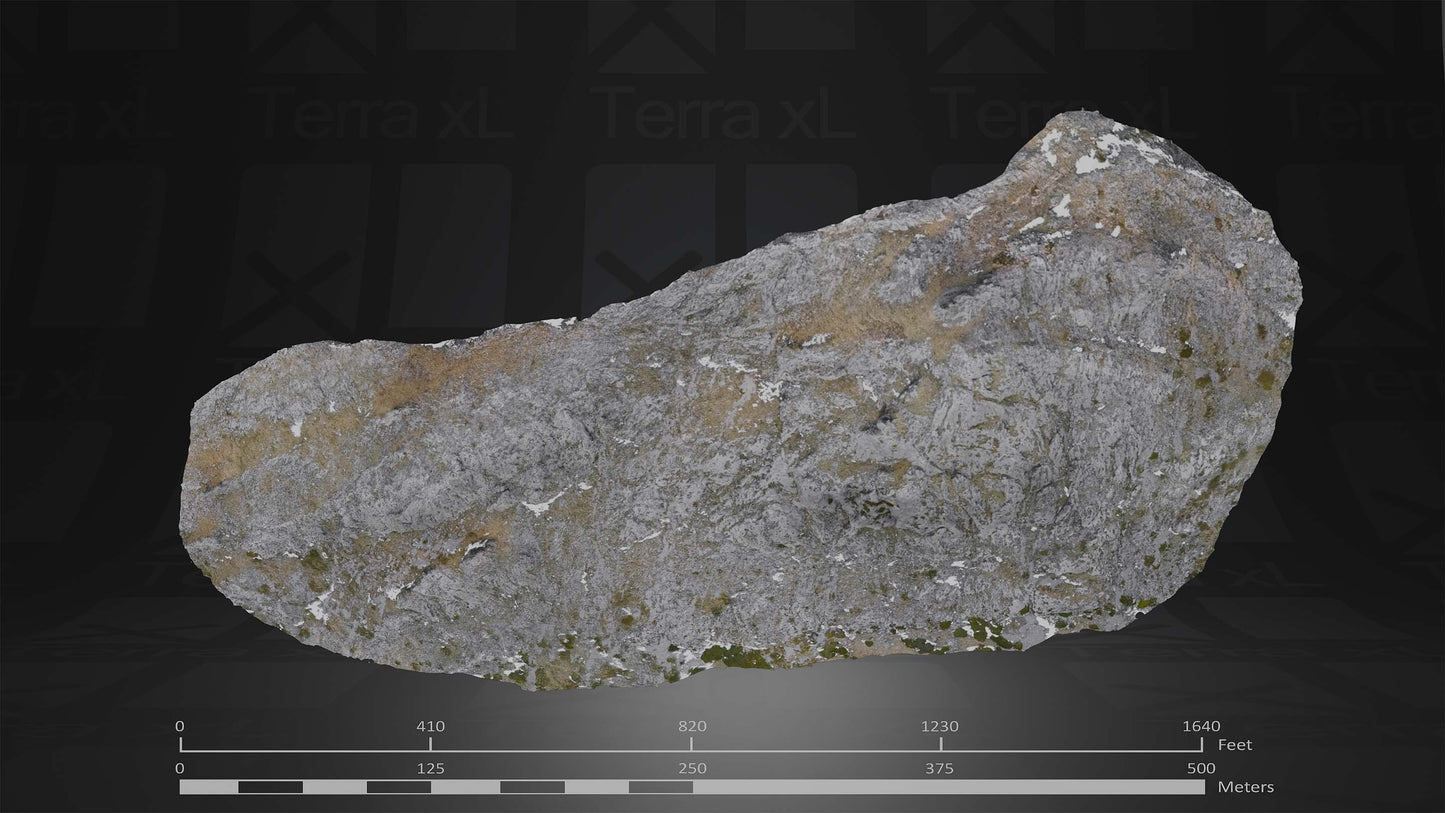 Outcrop 2 L 3D render of photogrammetry scan mountain terrain model