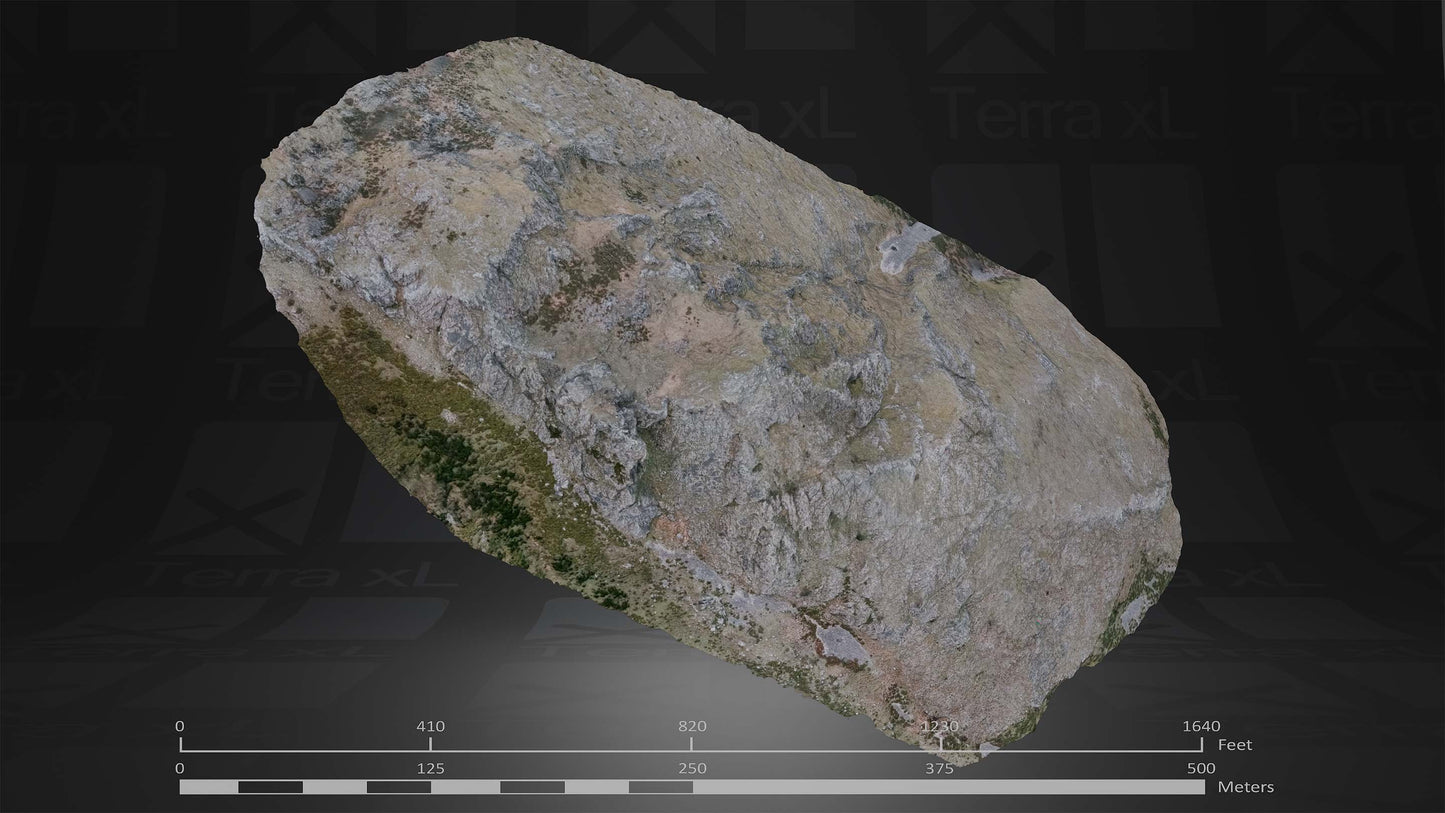 Outcrop 1 L 3D render of photogrammetry scan mountain terrain model
