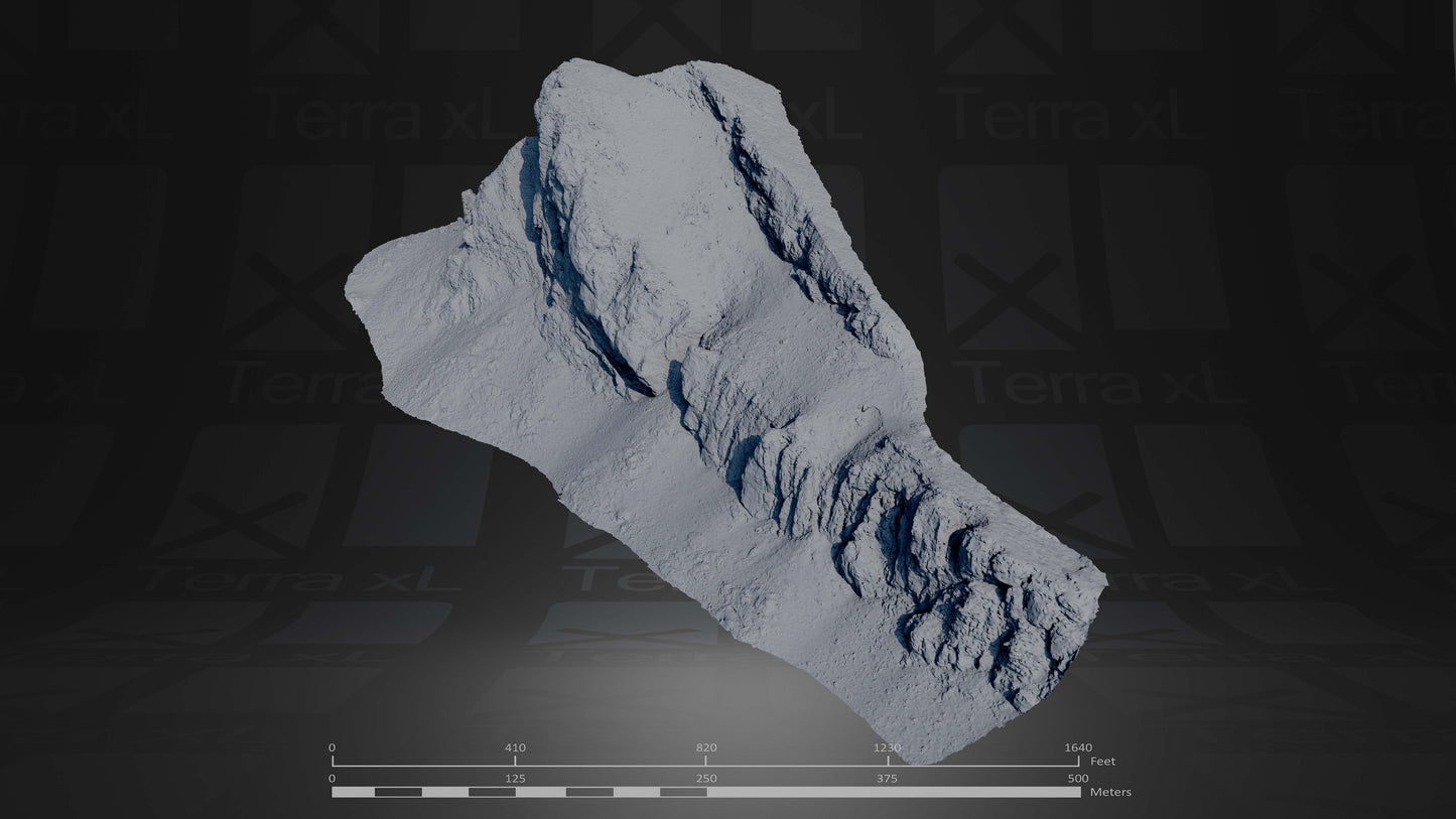 Bluffs 2 L 3D render of photogrammetry scan mountain terrain model
