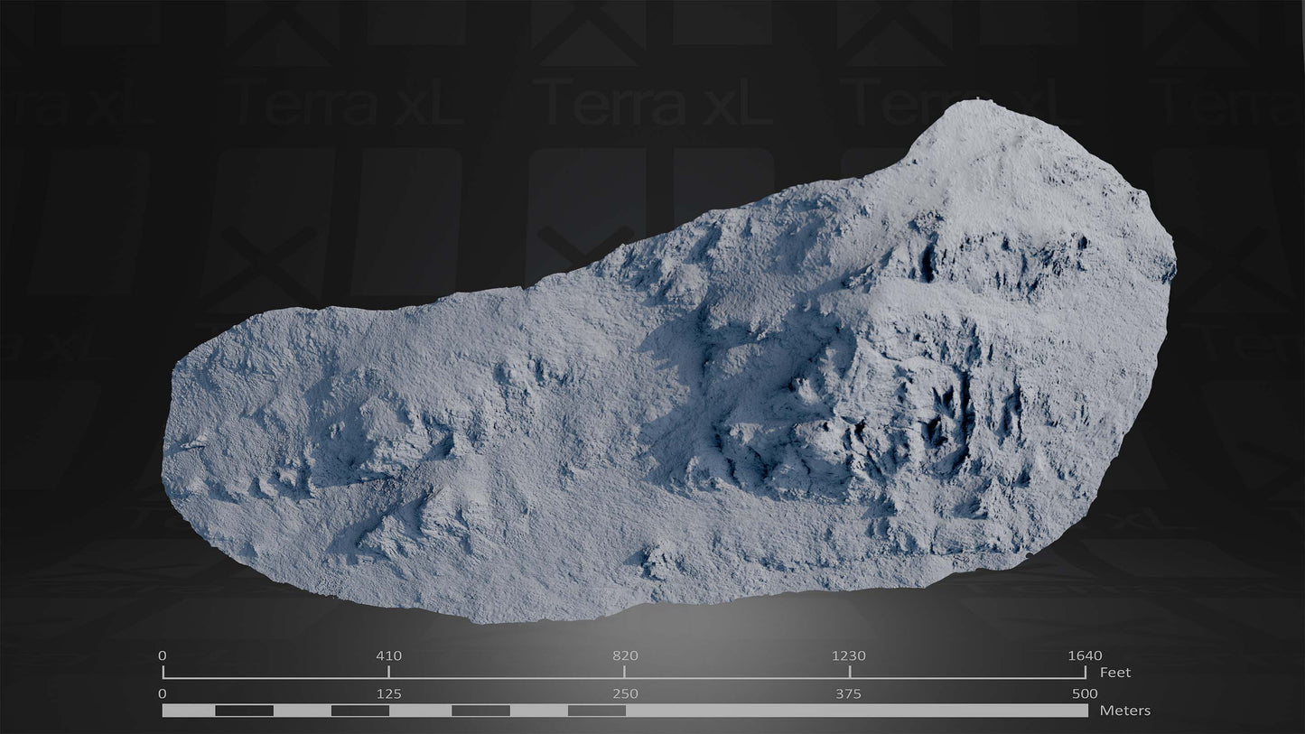 Outcrop 2 L 3D render of photogrammetry scan mountain terrain model