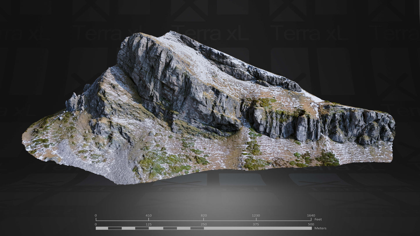 Bluffs 2 L 3D render of photogrammetry scan mountain terrain model