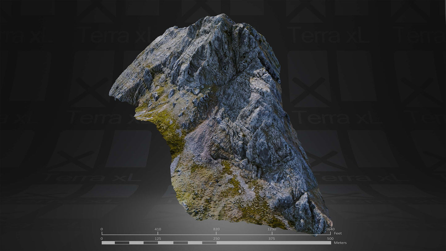 Ridgeline 2 XL 3D render of photogrammetry scan mountain terrain model