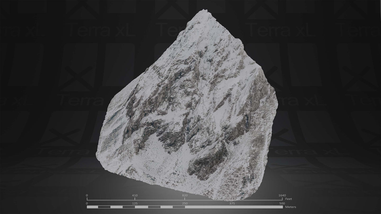 Half Mountain 1 L 3D render of photogrammetry scan mountain terrain model