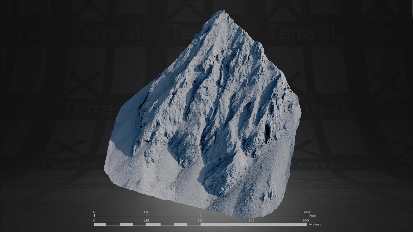 Half Mountain 1 L 3D render of photogrammetry scan mountain terrain model