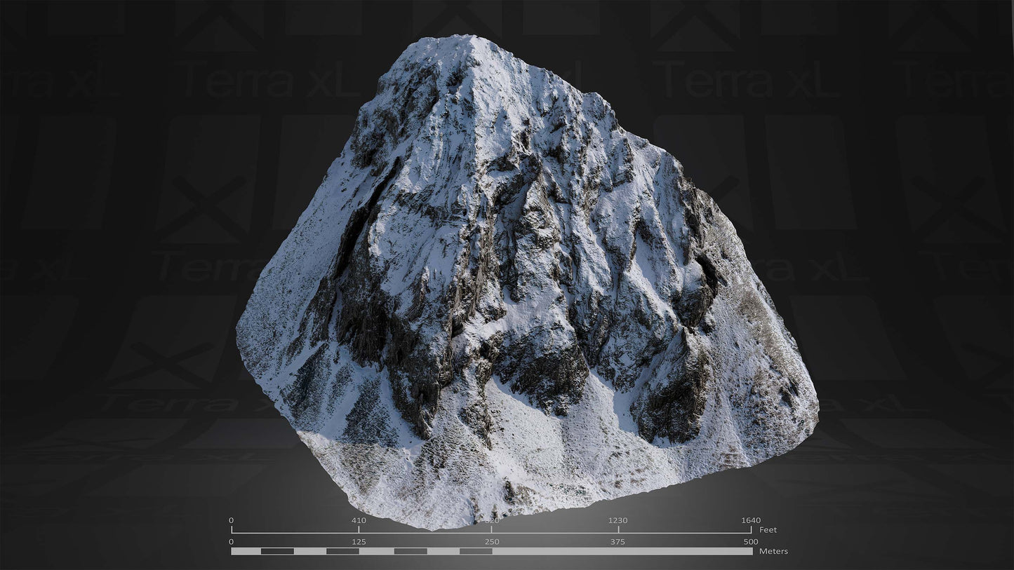 Half Mountain 1 L 3D render of photogrammetry scan mountain terrain model