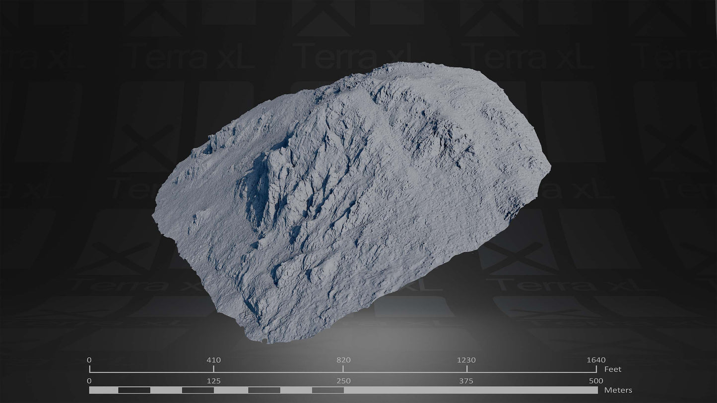 Outcrop 2 L 3D render of photogrammetry scan mountain terrain model