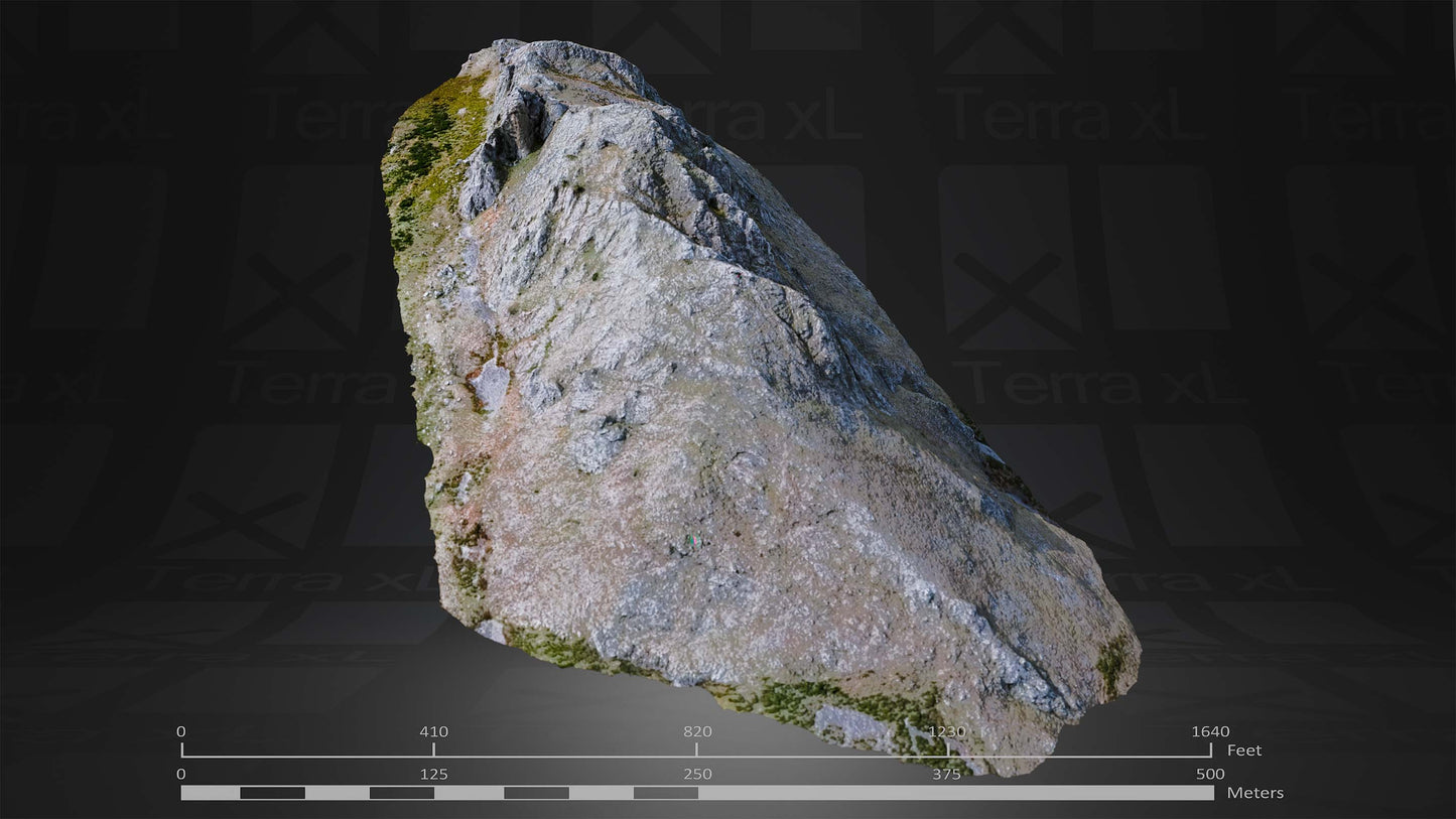 Outcrop 1 L 3D render of photogrammetry scan mountain terrain model
