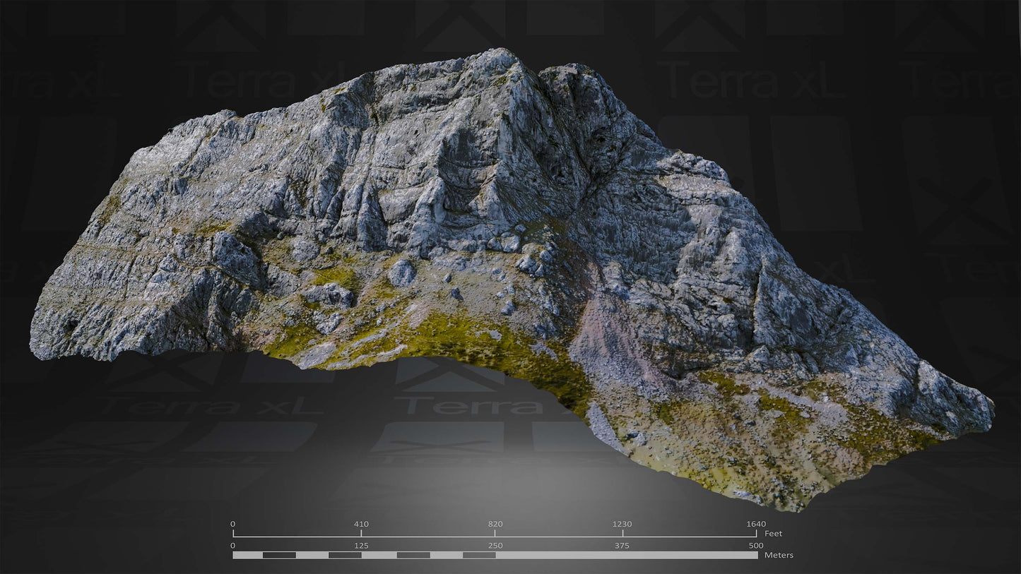 Ridgeline 2 XL 3D render of photogrammetry scan mountain terrain model