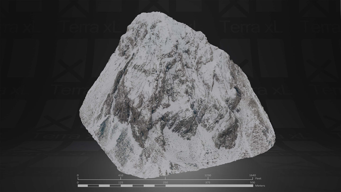 Half Mountain 1 L 3D render of photogrammetry scan mountain terrain model