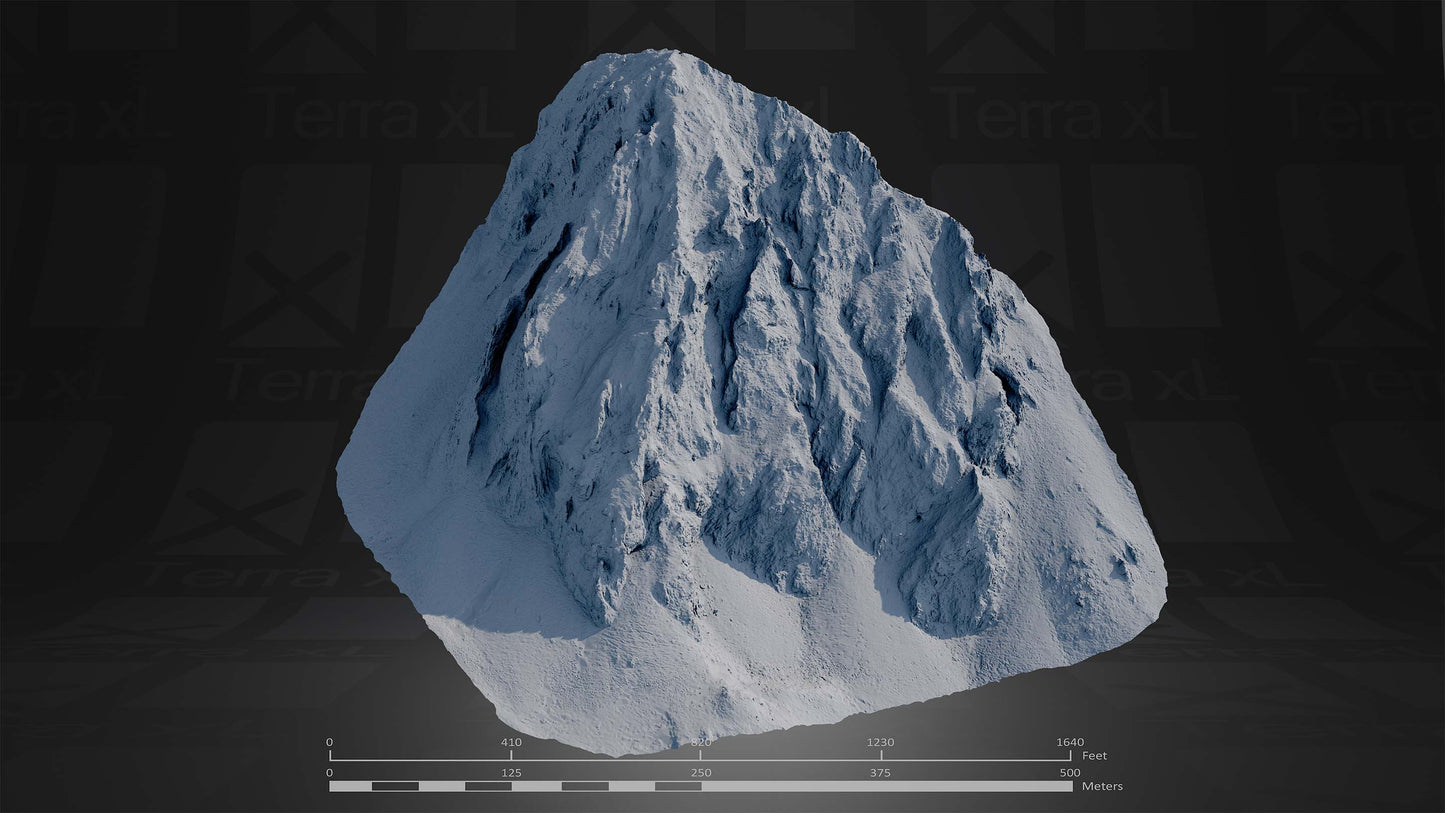 Half Mountain 1 L 3D render of photogrammetry scan mountain terrain model