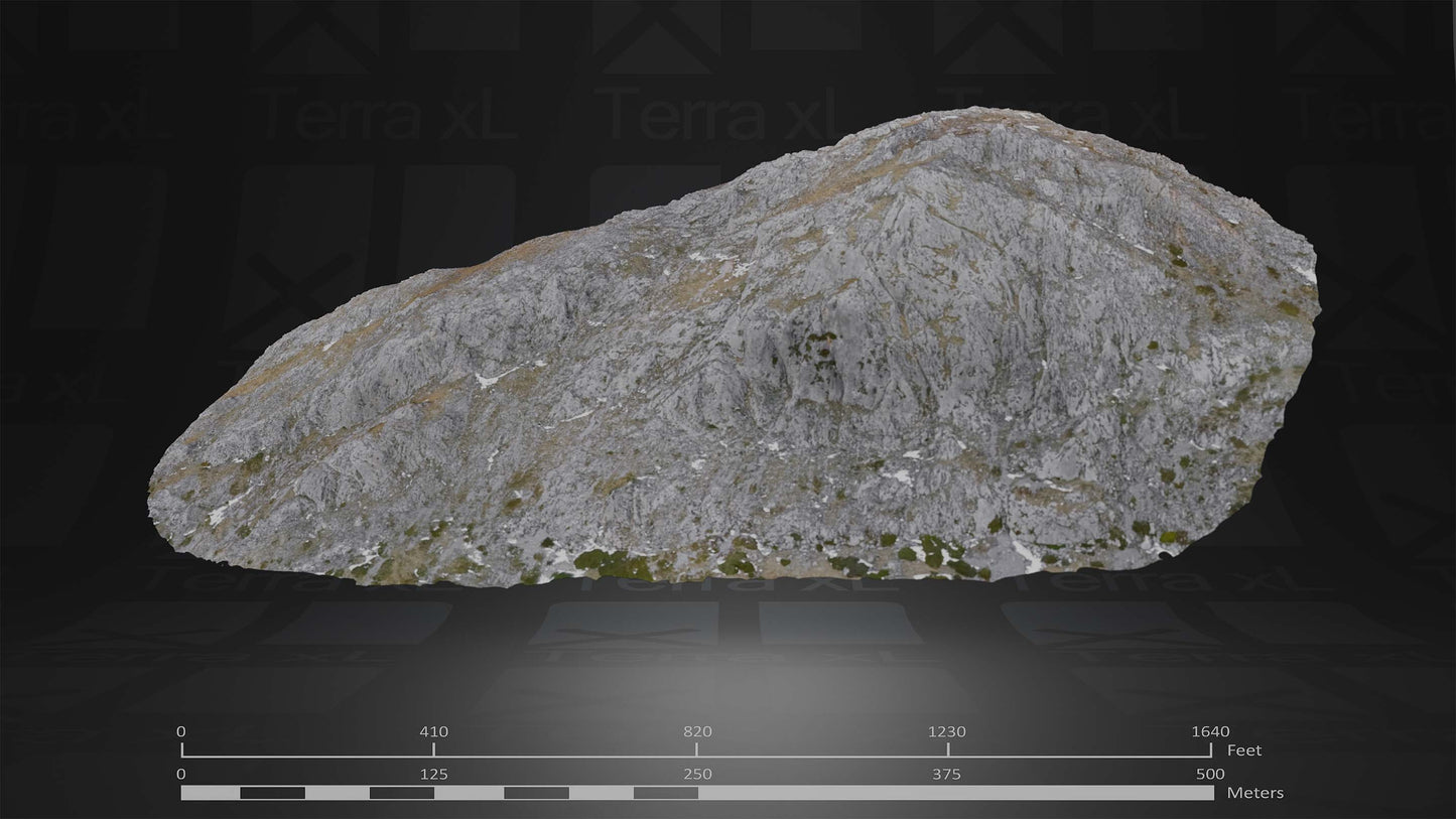 Outcrop 2 L 3D render of photogrammetry scan mountain terrain model