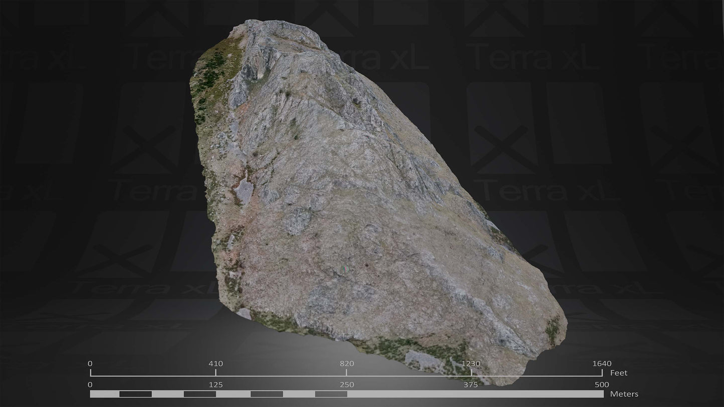 Outcrop 1 L 3D render of photogrammetry scan mountain terrain model