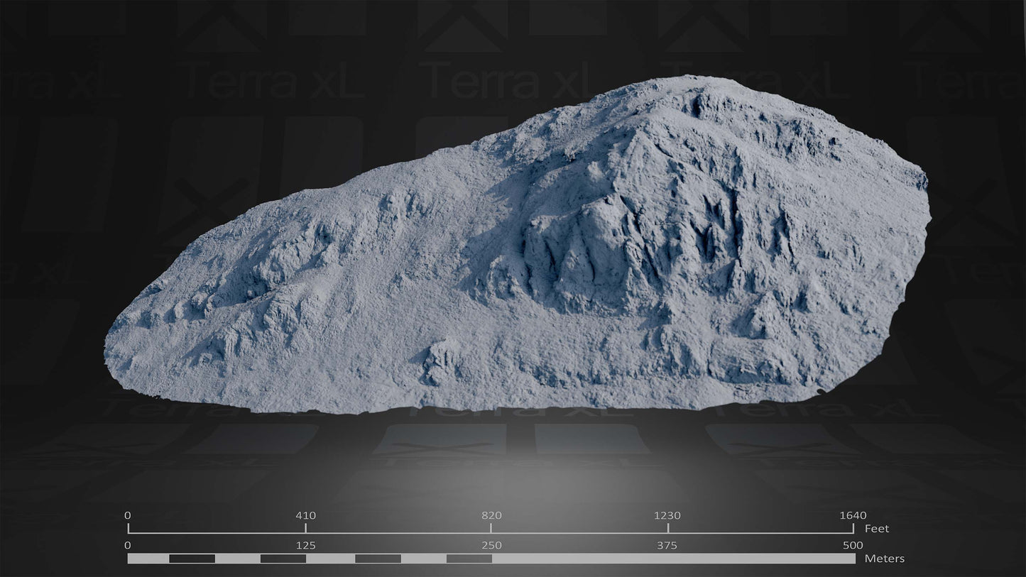 Outcrop 2 L 3D render of photogrammetry scan mountain terrain model