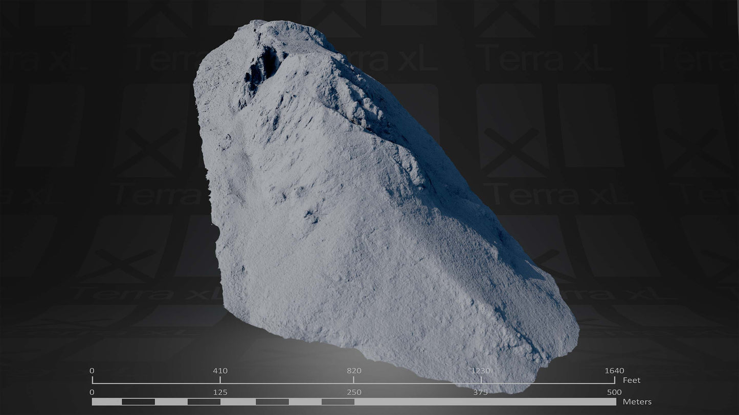 Outcrop 1 L 3D render of photogrammetry scan mountain terrain model