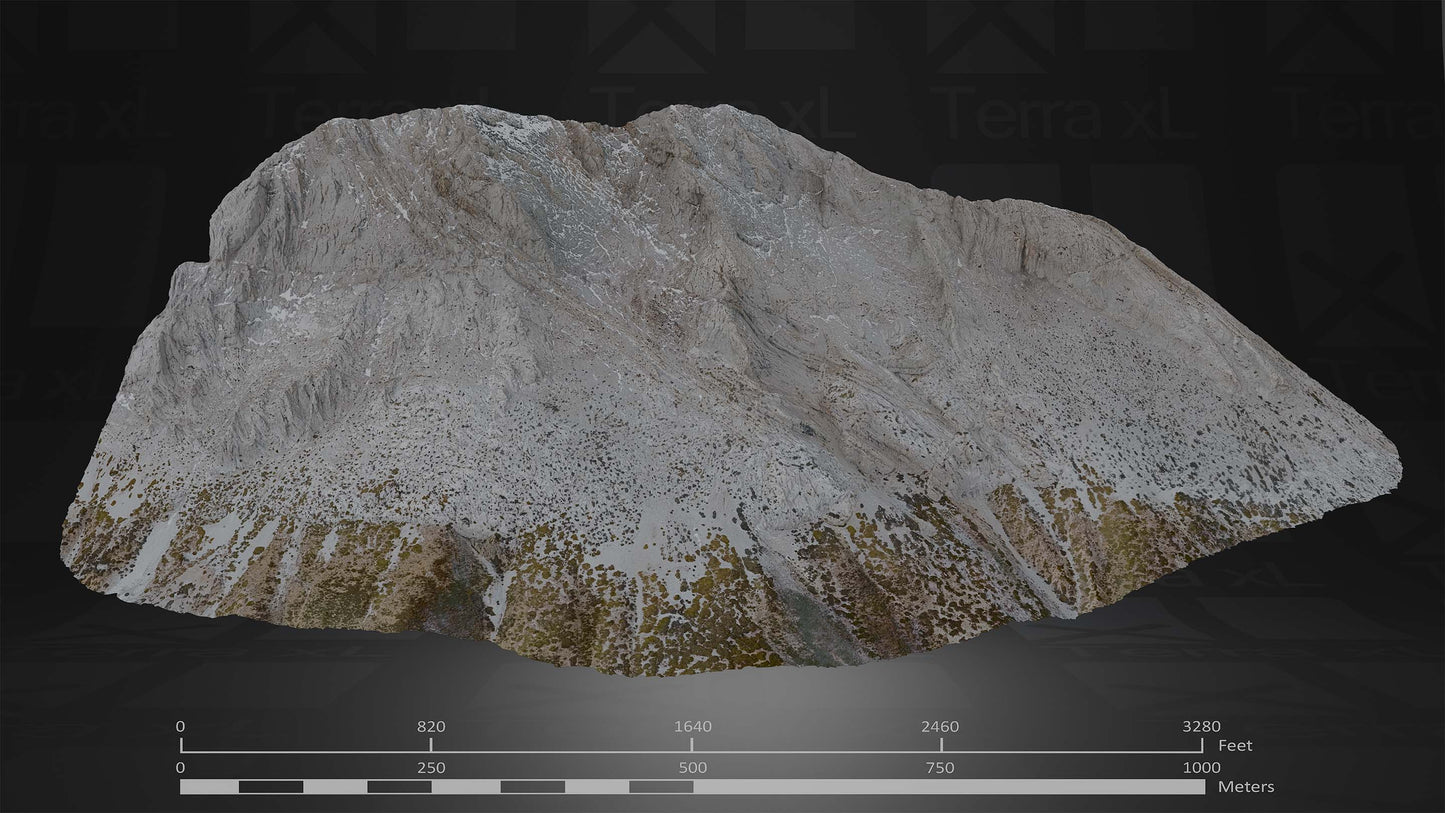 Half Mountain 2 XXL 3D render of photogrammetry scan mountain terrain model