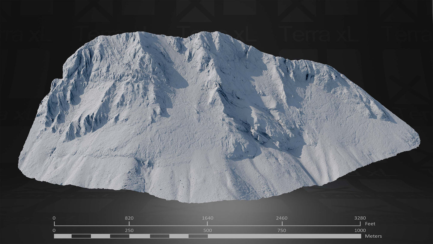 Half Mountain 2 XXL 3D render of photogrammetry scan mountain terrain model