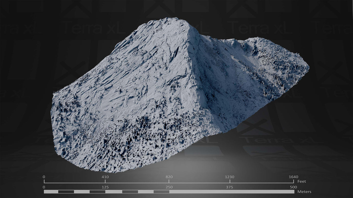 Bluffs 2 L 3D render of photogrammetry scan mountain terrain model