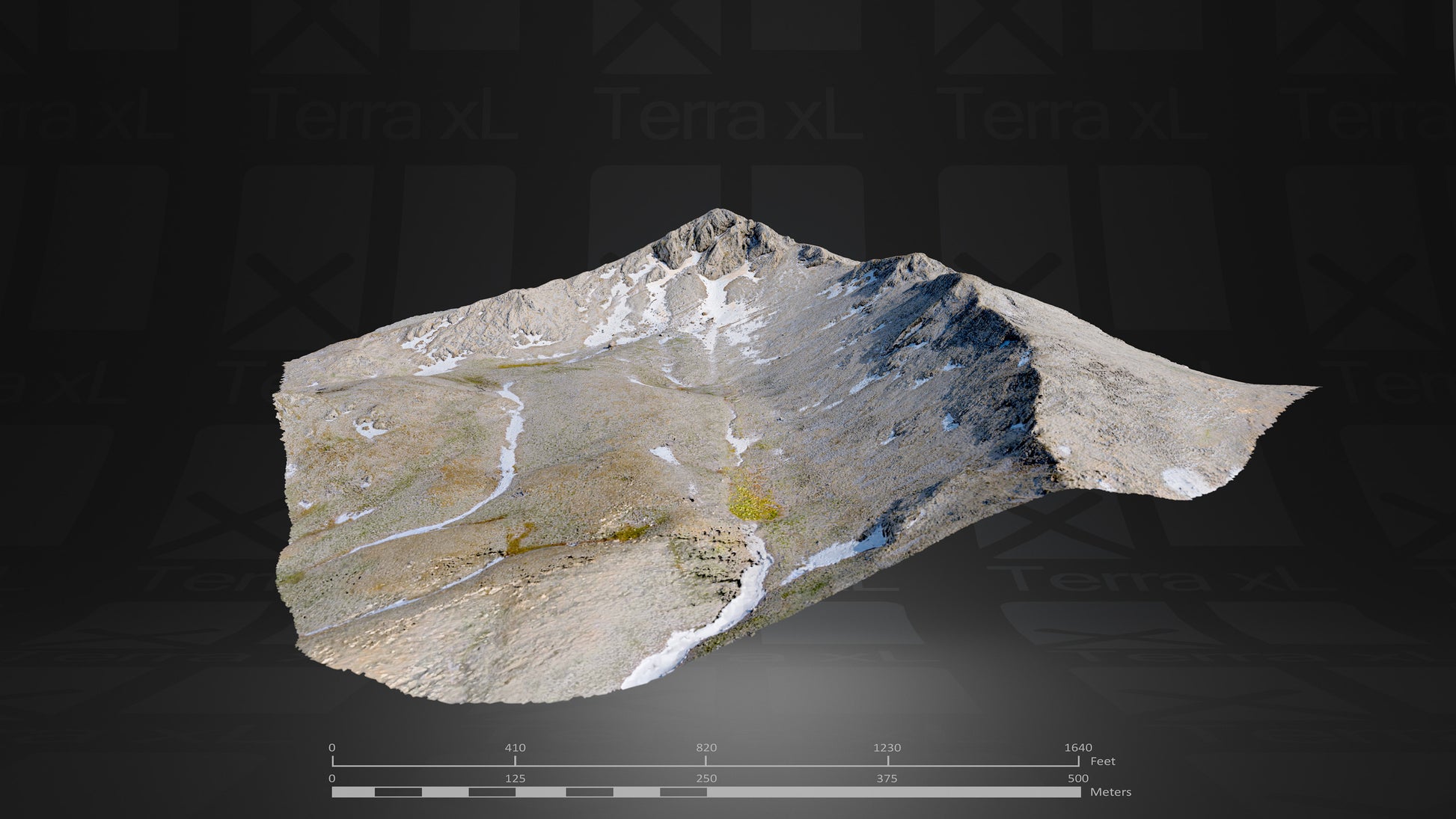 Basin 1 XL 3D render of photogrammetry scan mountain terrain model