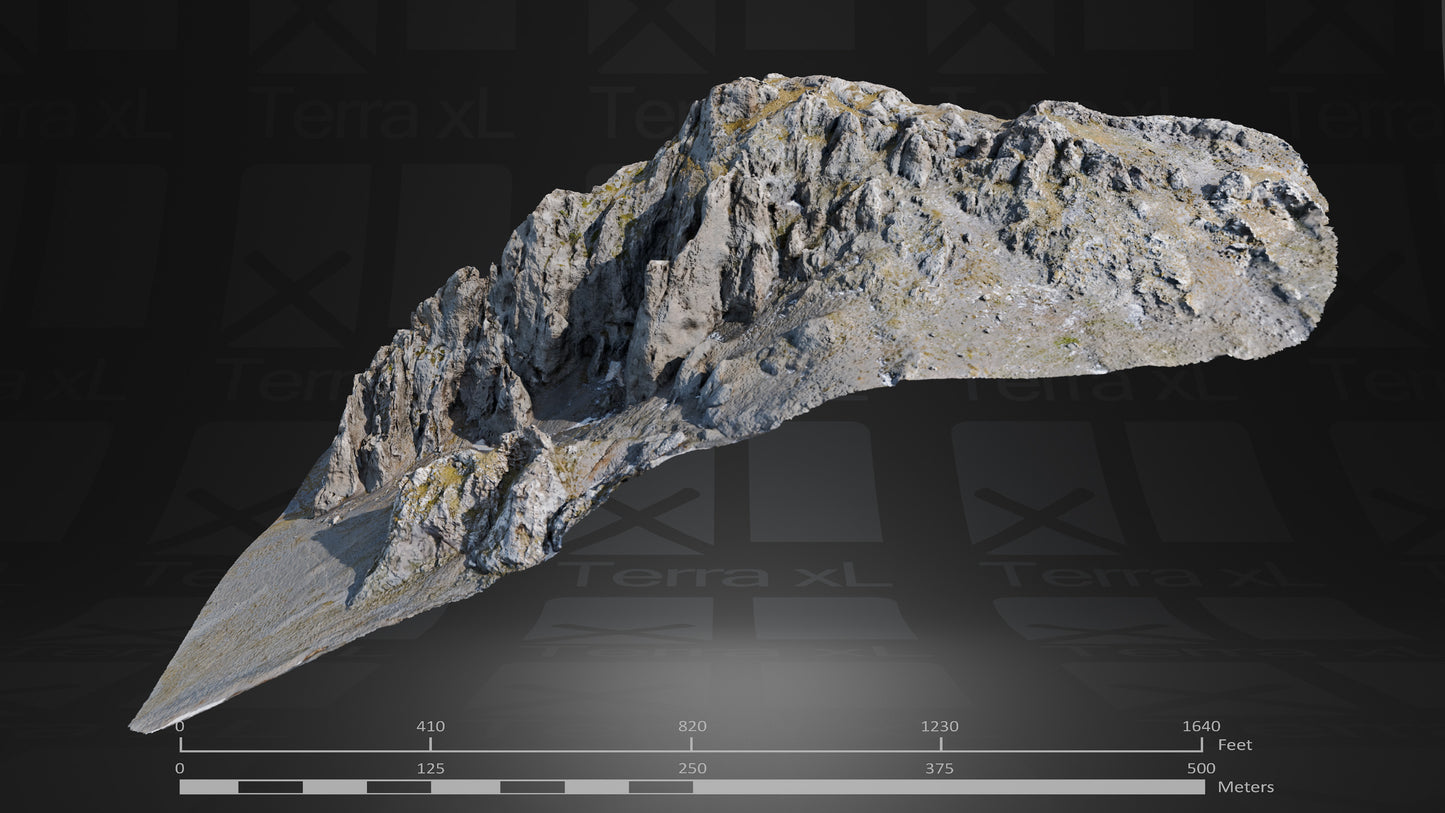 Bluffs 3 L 3D render of photogrammetry scan mountain terrain model