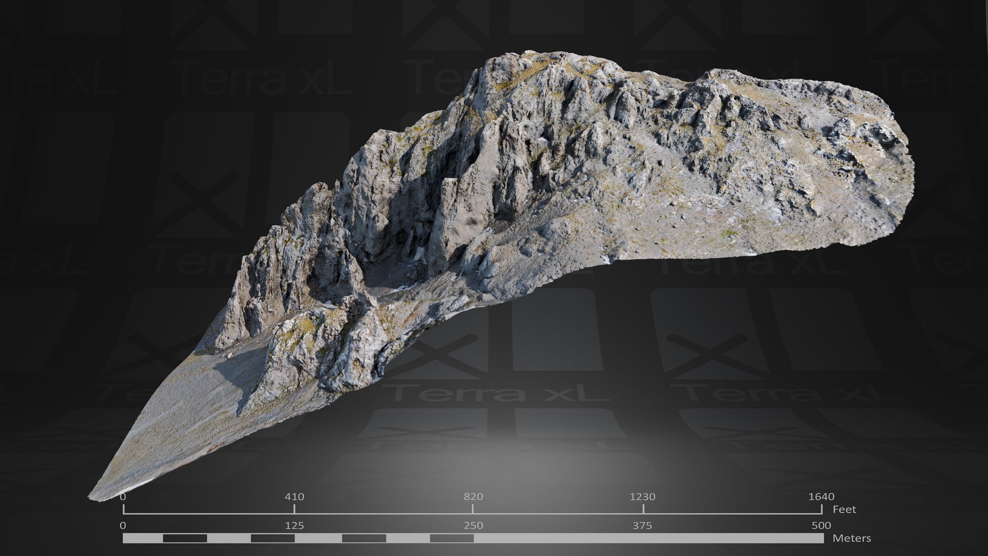 Bluffs 3 L 3D render of photogrammetry scan mountain terrain model