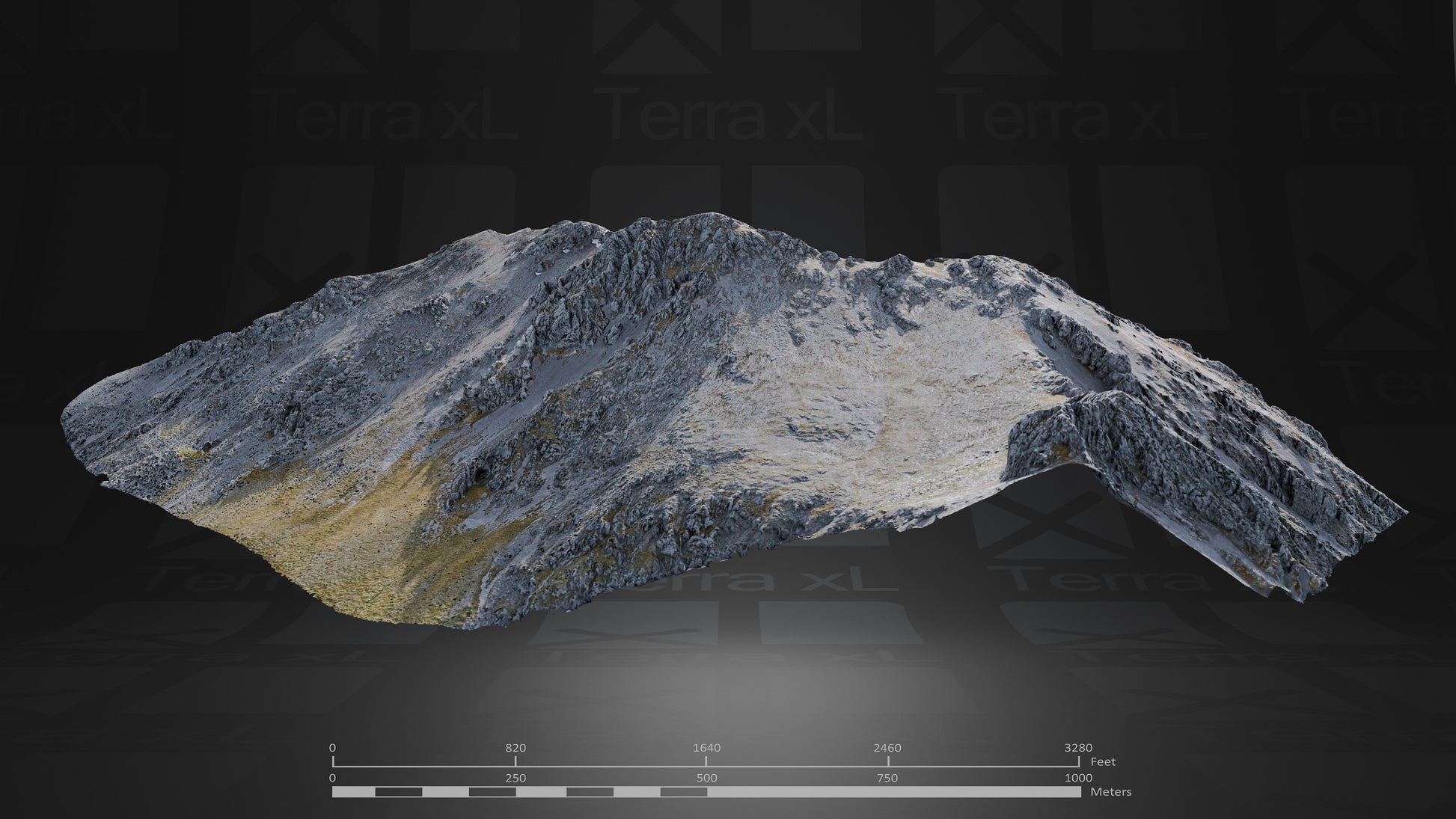 Ridgeline 1 XXL 3D render of photogrammetry scan mountain terrain model