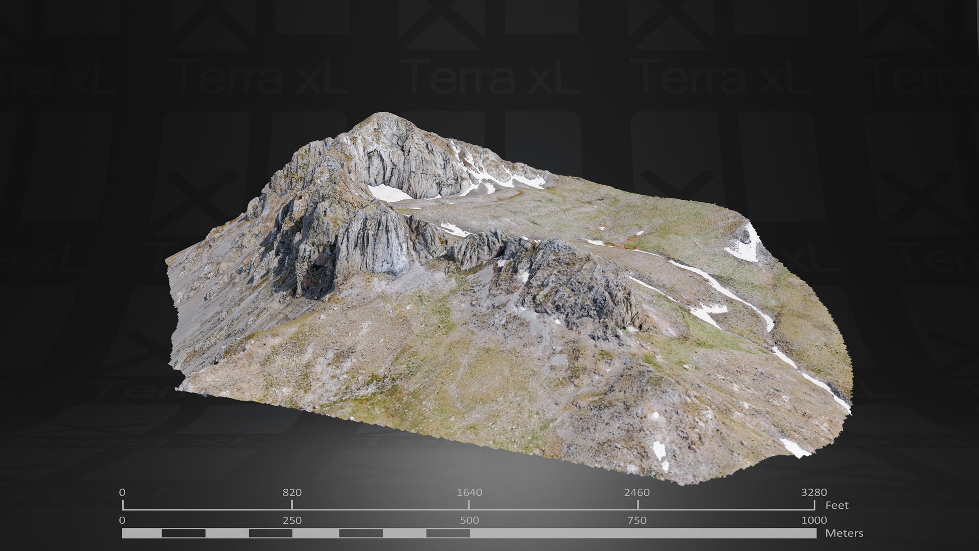 Full Mountain 1 XXL 3D render of photogrammetry scan mountain terrain model
