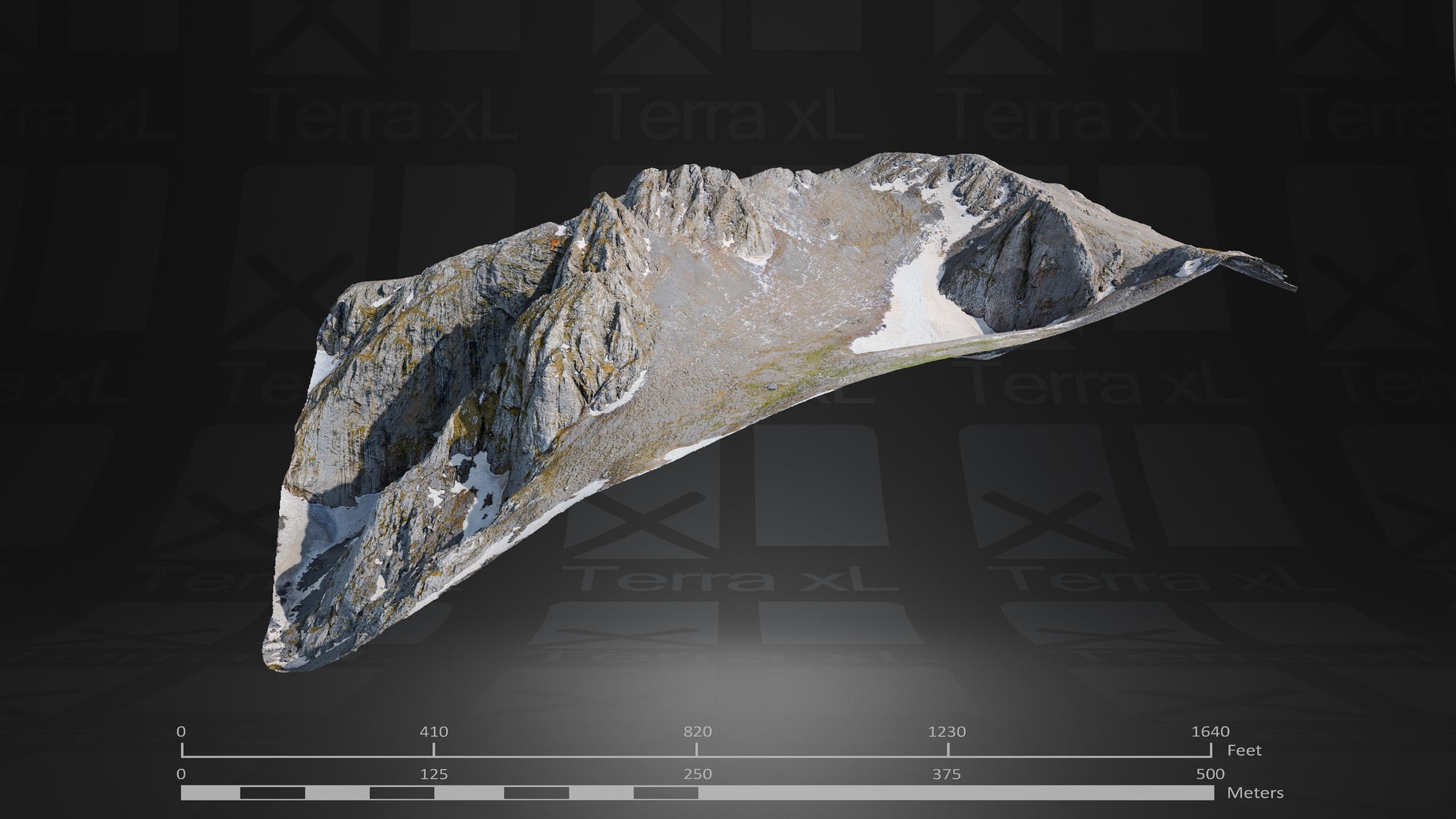 Bluffs 1 L 3D render of photogrammetry scan mountain terrain model