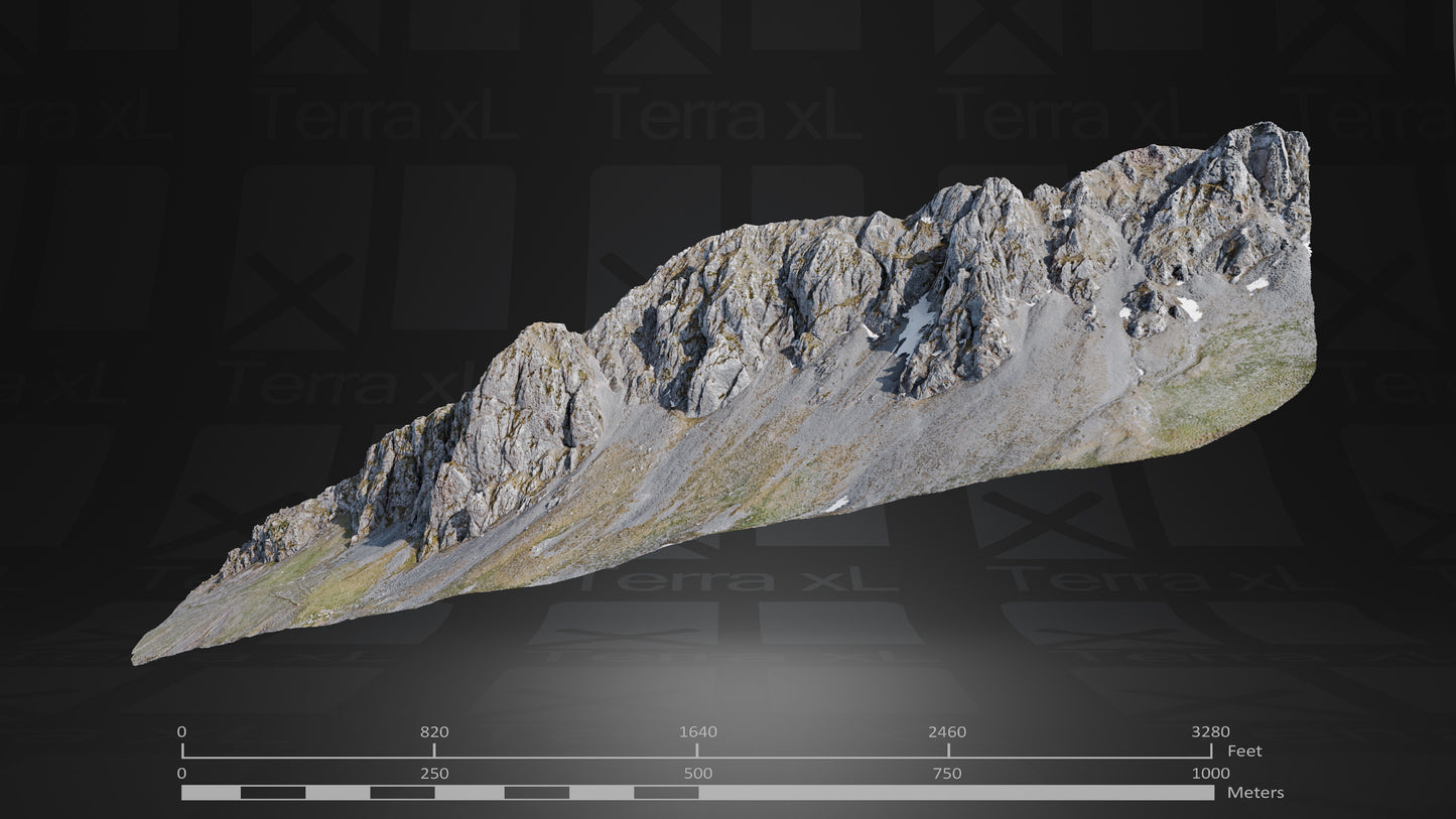 Ridgeline 2 XL 3D render of photogrammetry scan mountain terrain model