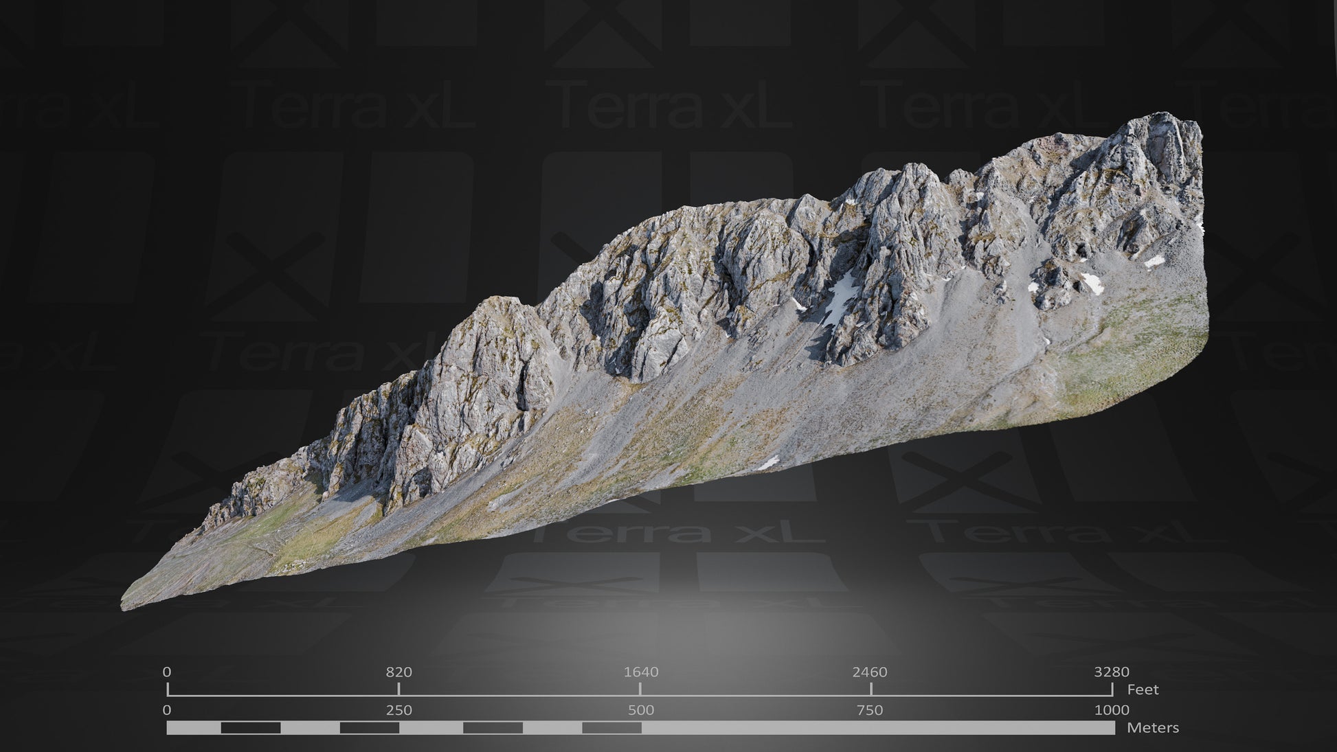 Ridgeline 2 XL 3D render of photogrammetry scan mountain terrain model