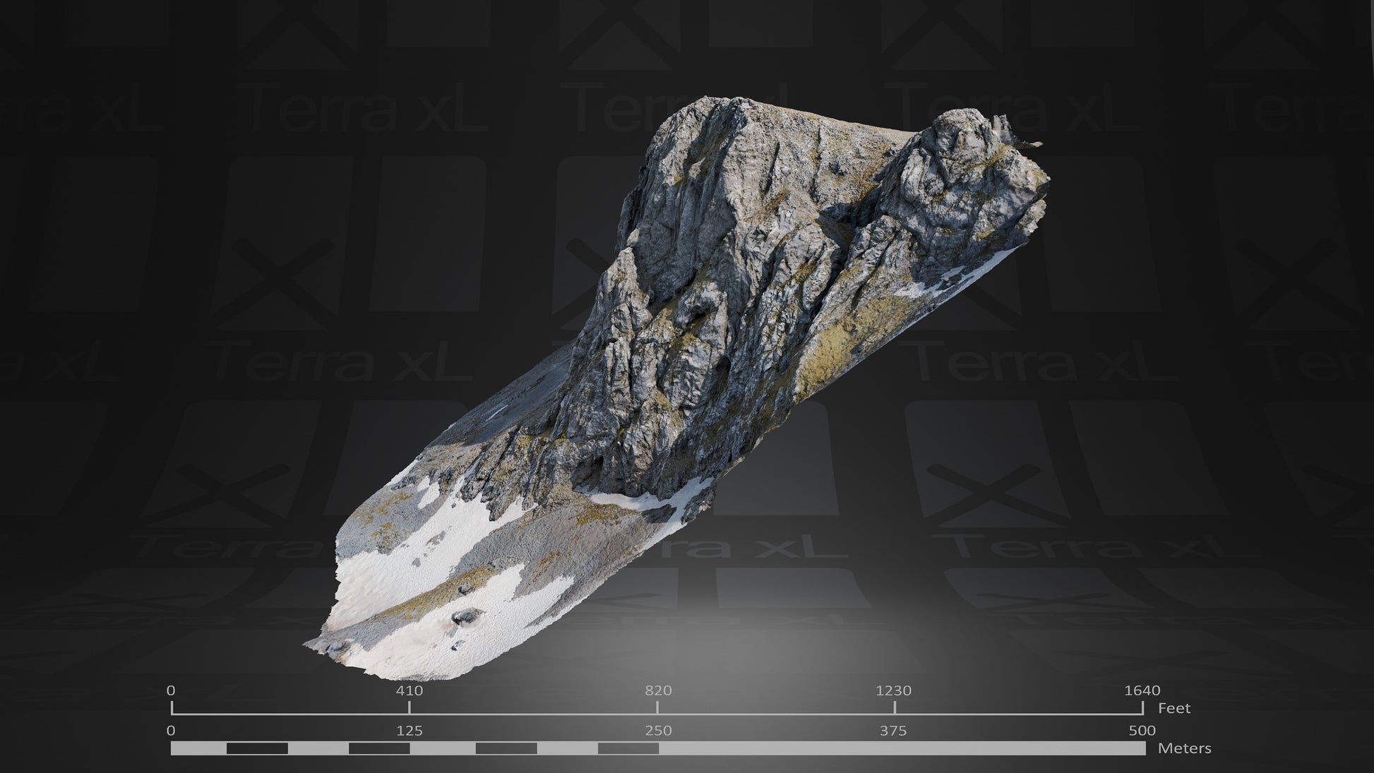 Bluffs 2 L 3D render of photogrammetry scan mountain terrain model
