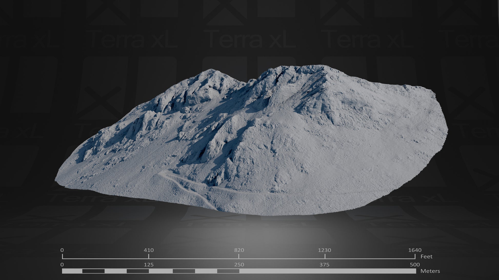 Bluffs 4 L 3D render of photogrammetry scan mountain terrain model