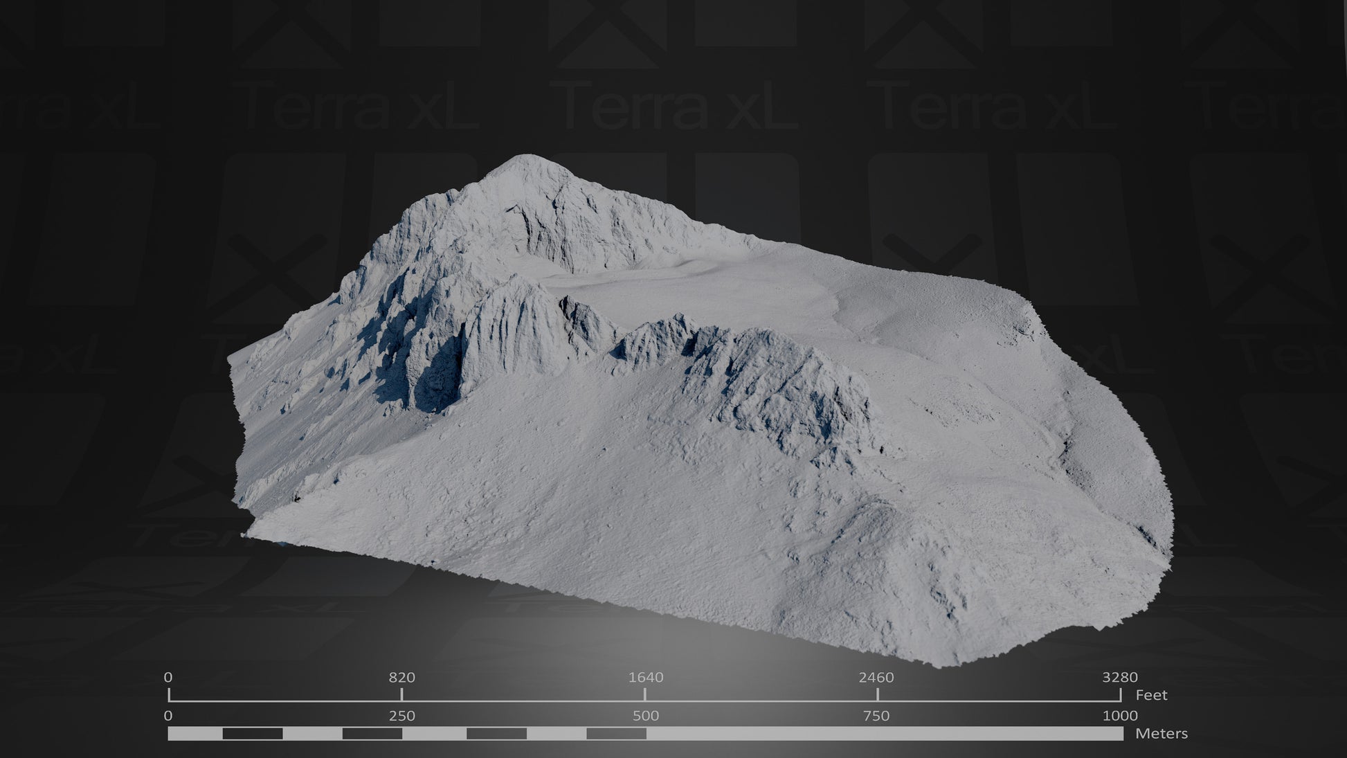 Full Mountain 1 XXL 3D render of photogrammetry scan mountain terrain model
