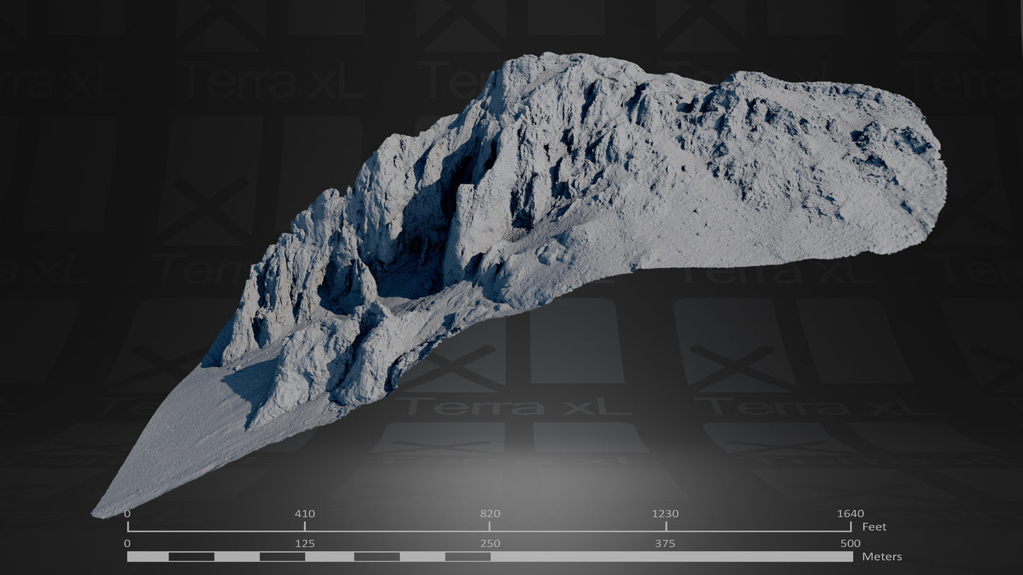 Bluffs 3 L 3D render of photogrammetry scan mountain terrain model