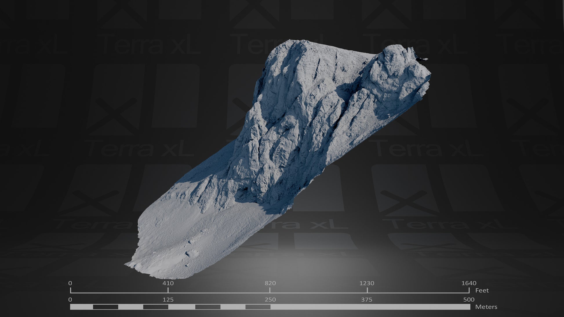 Bluffs 2 L 3D render of photogrammetry scan mountain terrain model