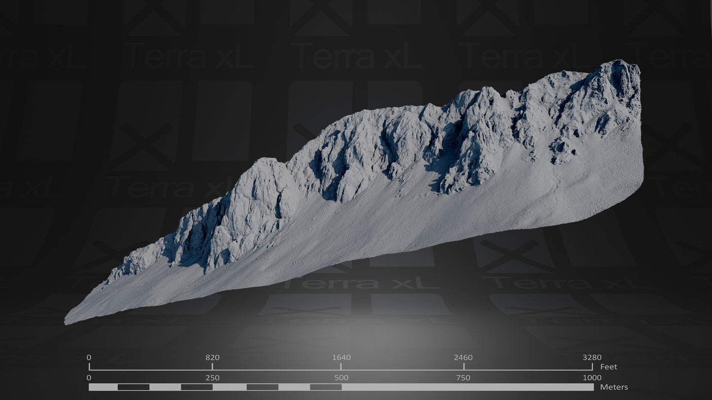 Ridgeline 2 XL 3D render of photogrammetry scan mountain terrain model