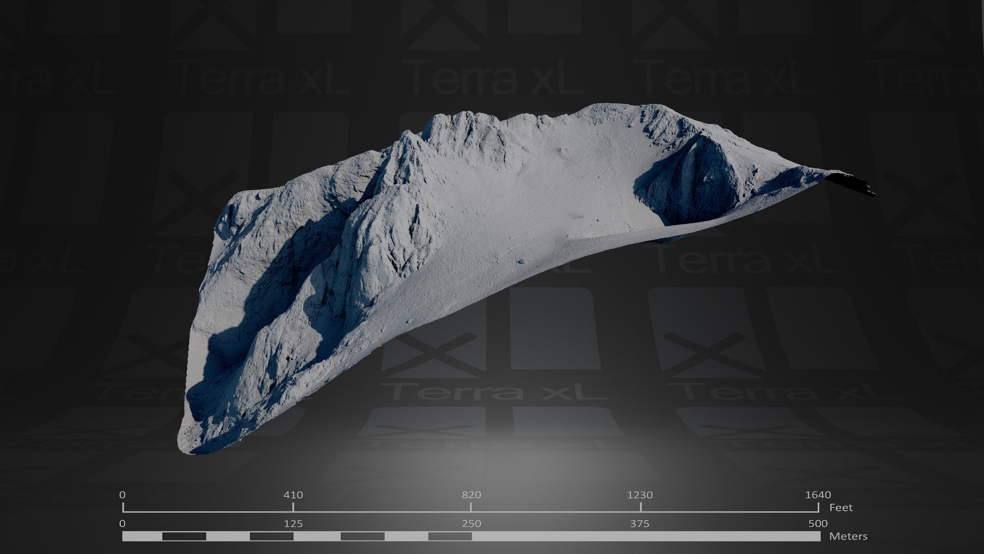 Bluffs 1 L 3D render of photogrammetry scan mountain terrain model