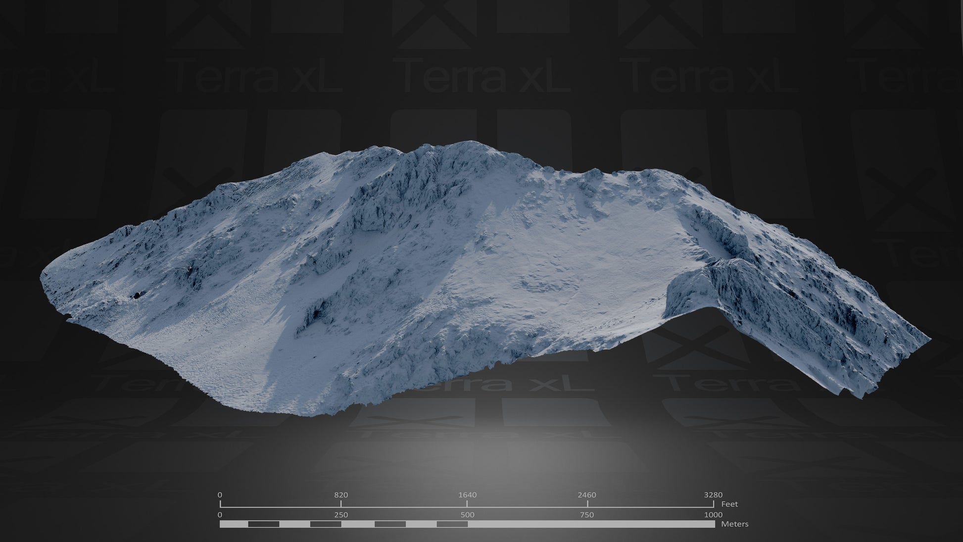 Ridgeline 1 XXL 3D render of photogrammetry scan mountain terrain model
