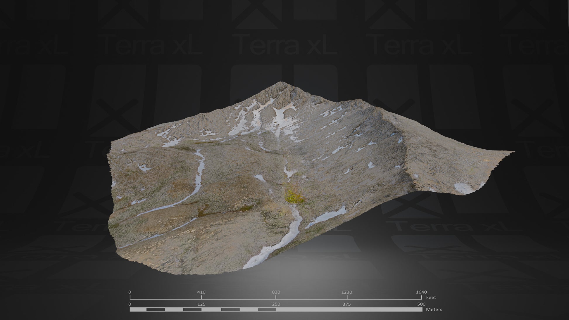 Basin 1 XL 3D render of photogrammetry scan mountain terrain model