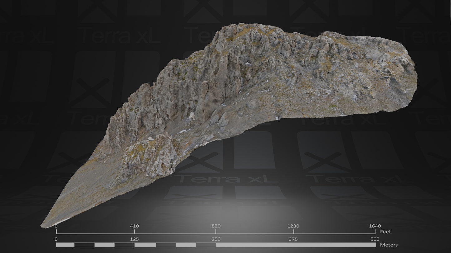 Bluffs 3 L 3D render of photogrammetry scan mountain terrain model