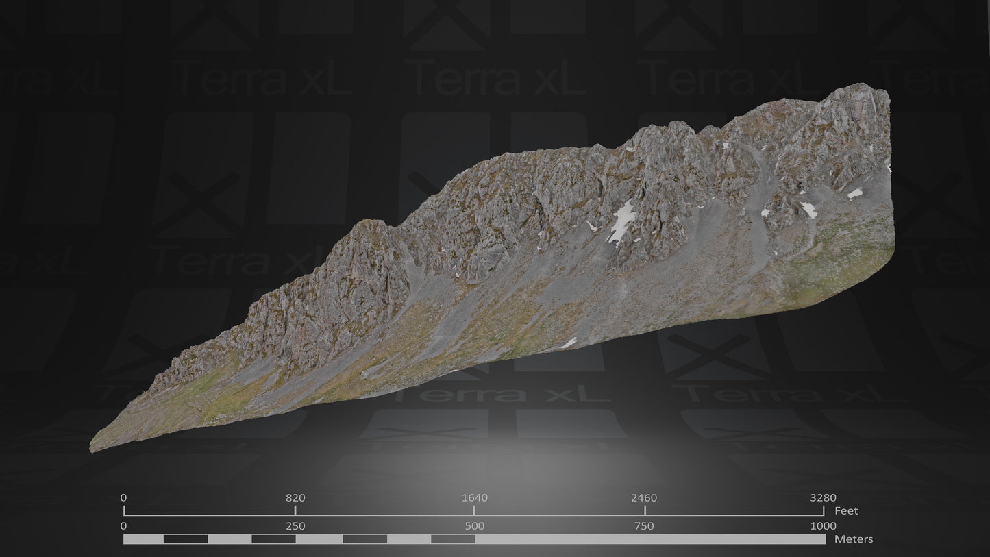 Ridgeline 2 XL 3D render of photogrammetry scan mountain terrain model