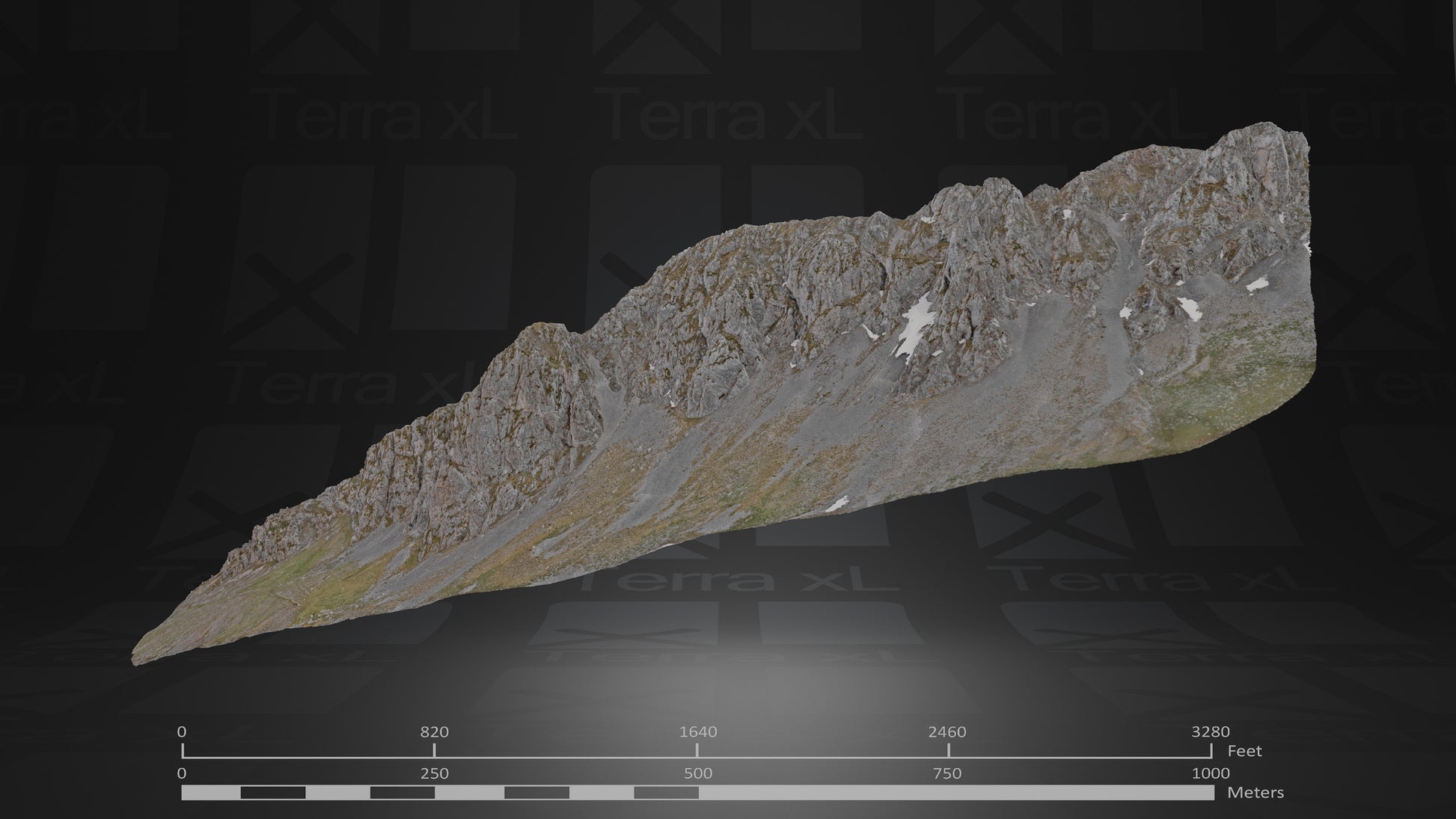 Ridgeline 2 XL 3D render of photogrammetry scan mountain terrain model