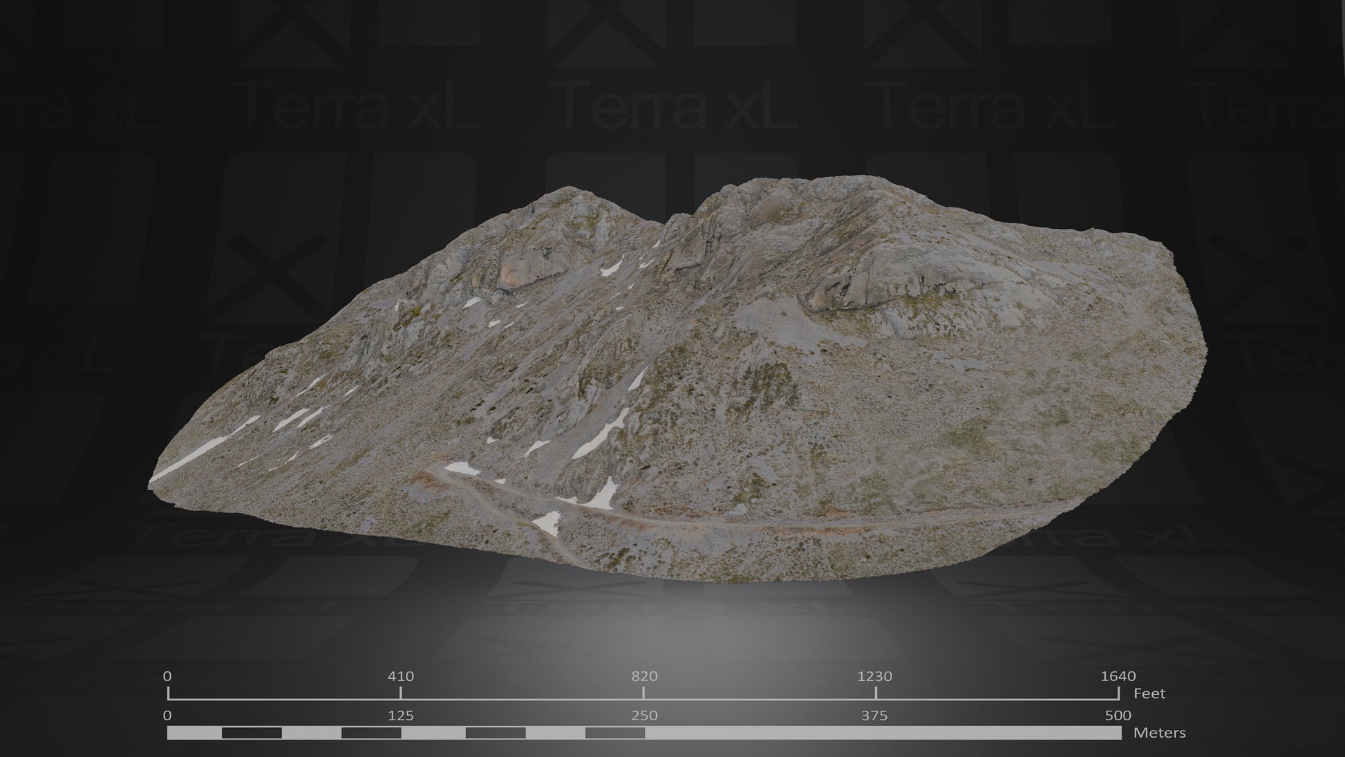 Bluffs 4 L 3D render of photogrammetry scan mountain terrain model