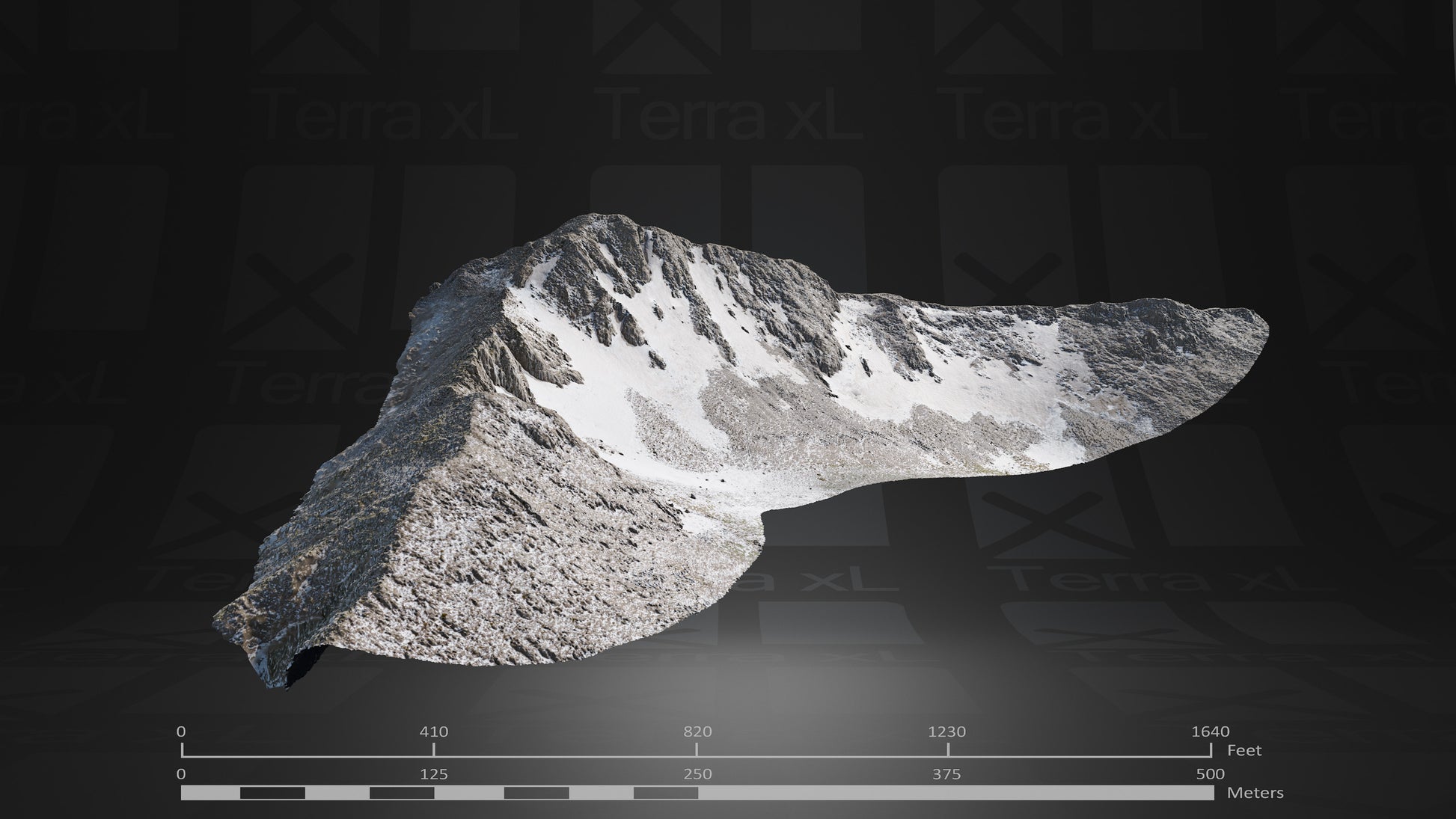 Half Ridgeline 1 L 3D render of photogrammetry scan mountain terrain model