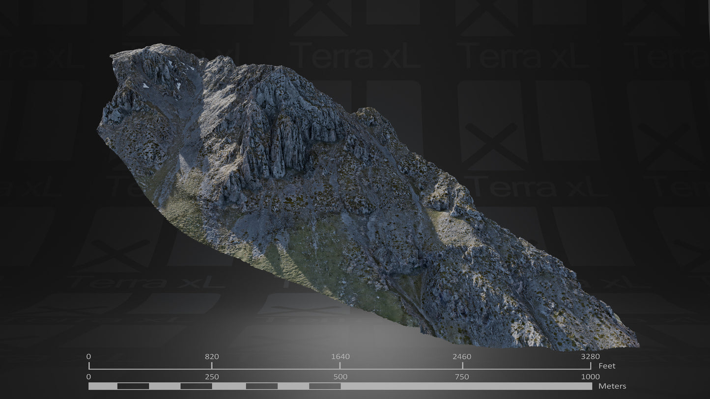 Ridgeline 2 XL 3D render of photogrammetry scan mountain terrain model