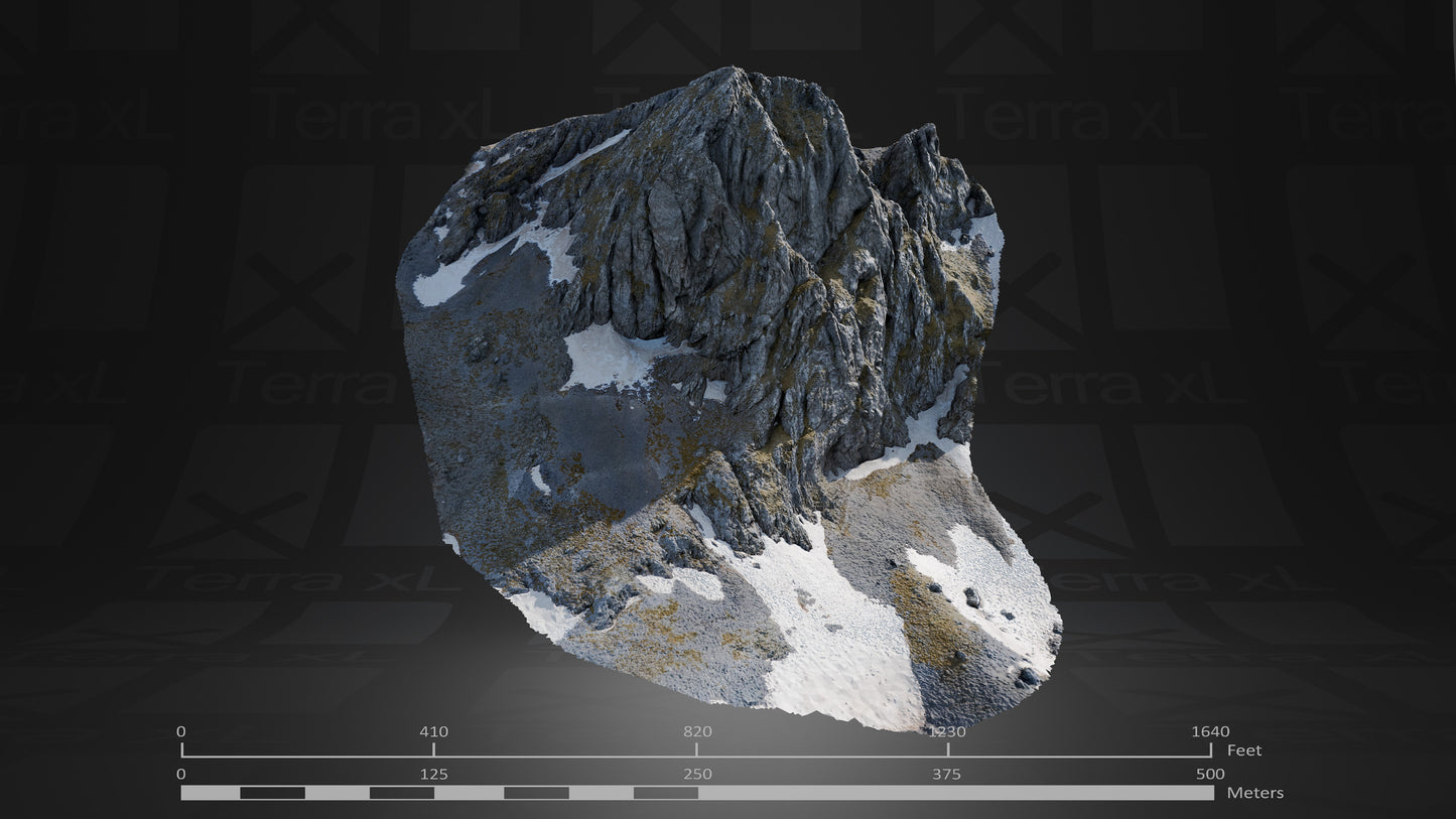 Bluffs 2 L 3D render of photogrammetry scan mountain terrain model
