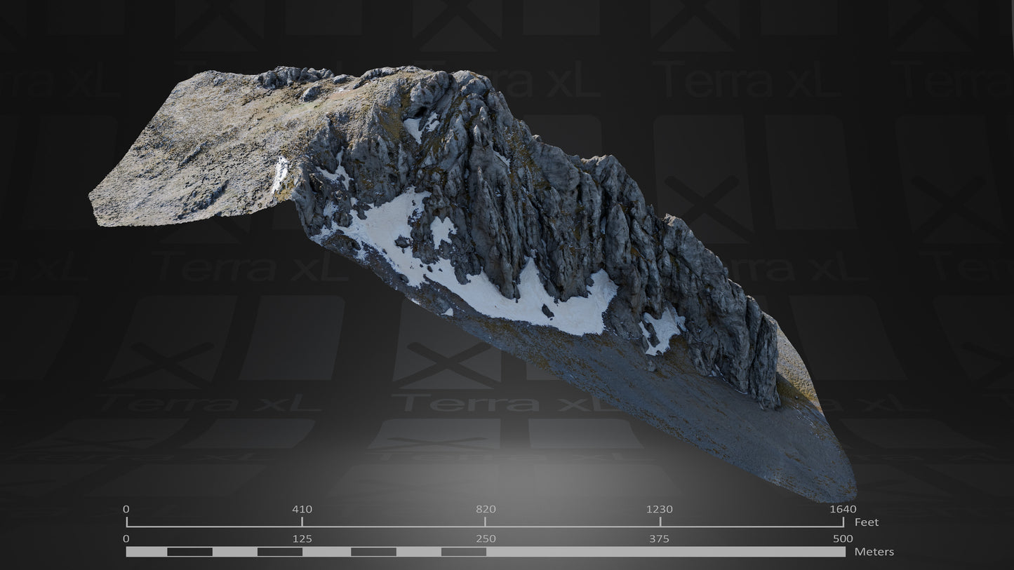 Bluffs 3 L 3D render of photogrammetry scan mountain terrain model
