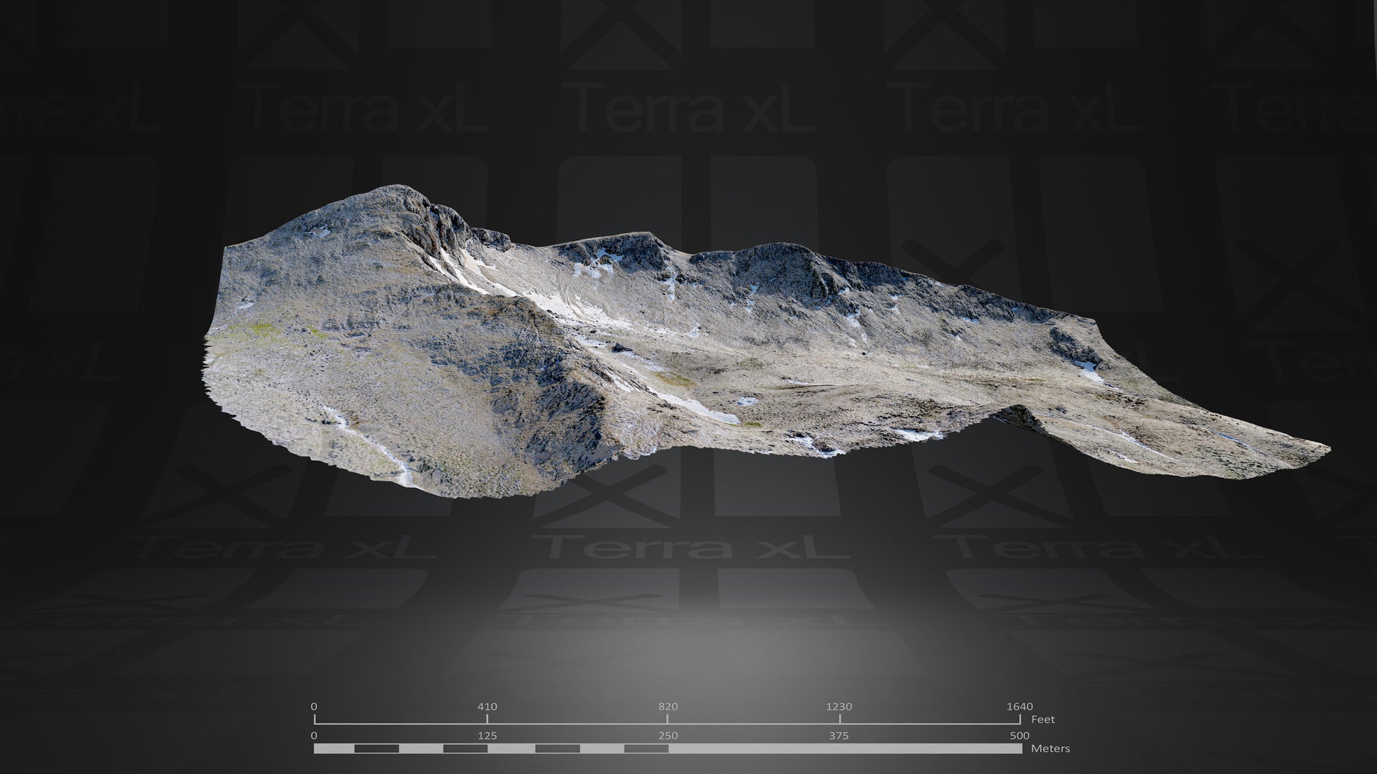 Basin 1 XL 3D render of photogrammetry scan mountain terrain model