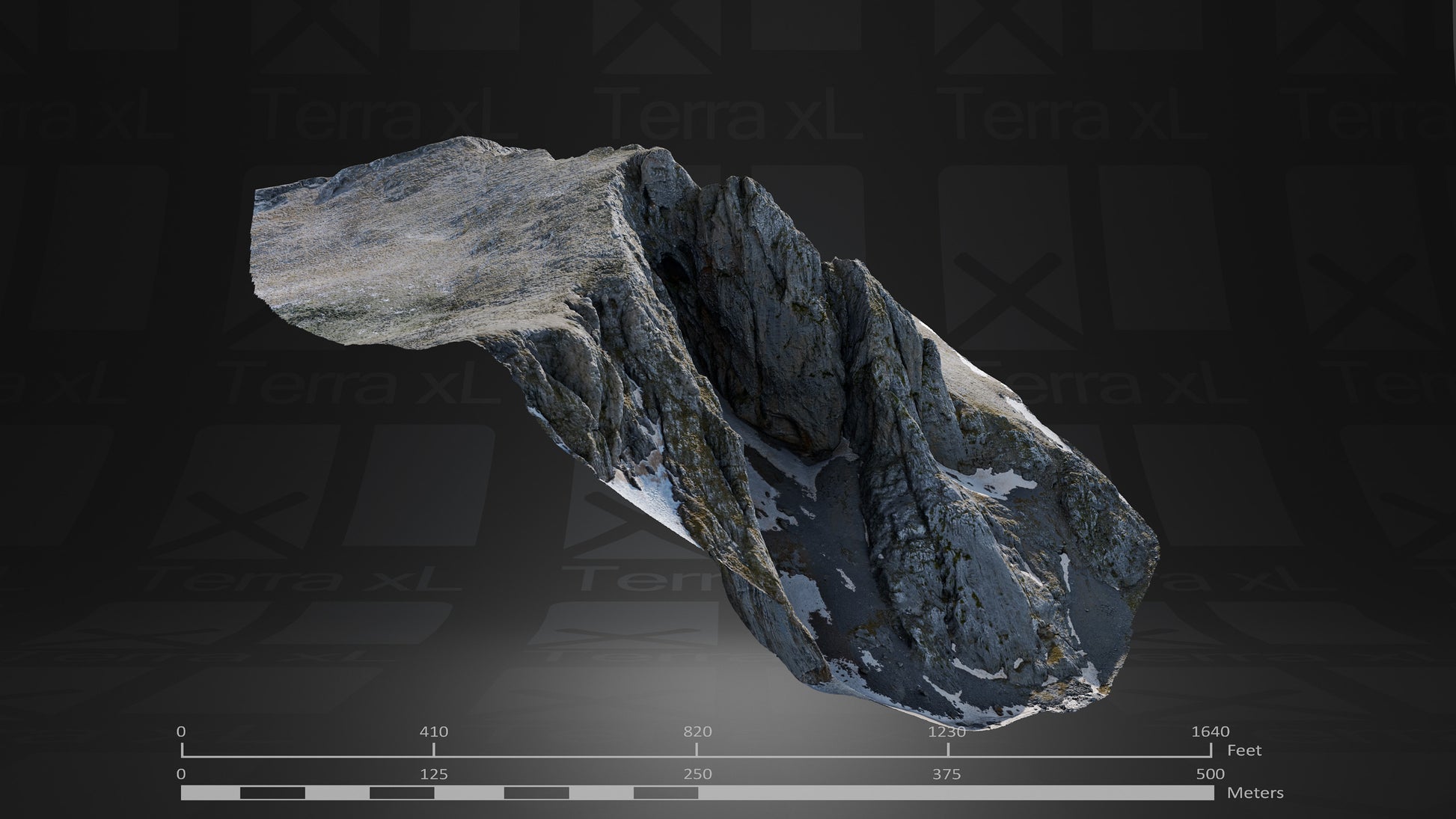 Bluffs 1 L 3D render of photogrammetry scan mountain terrain model