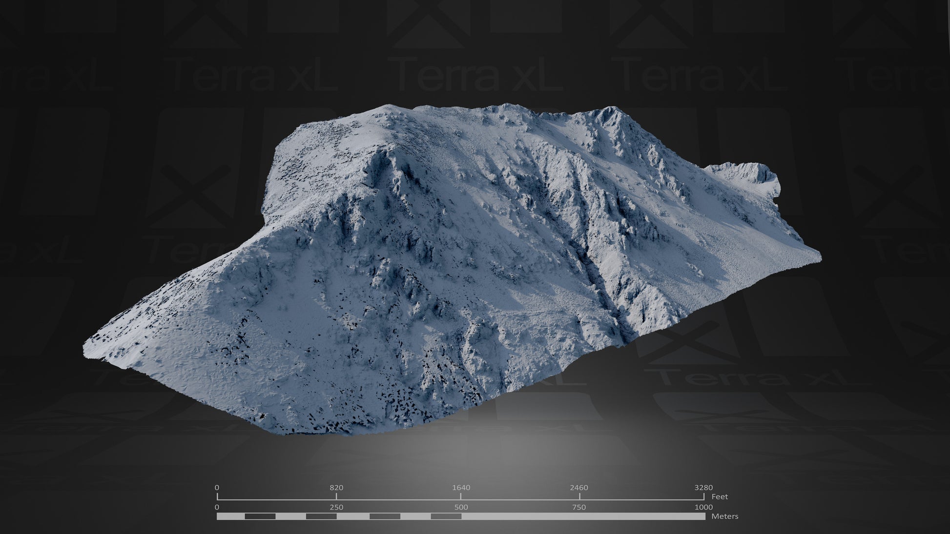 Ridgeline 1 XXL 3D render of photogrammetry scan mountain terrain model